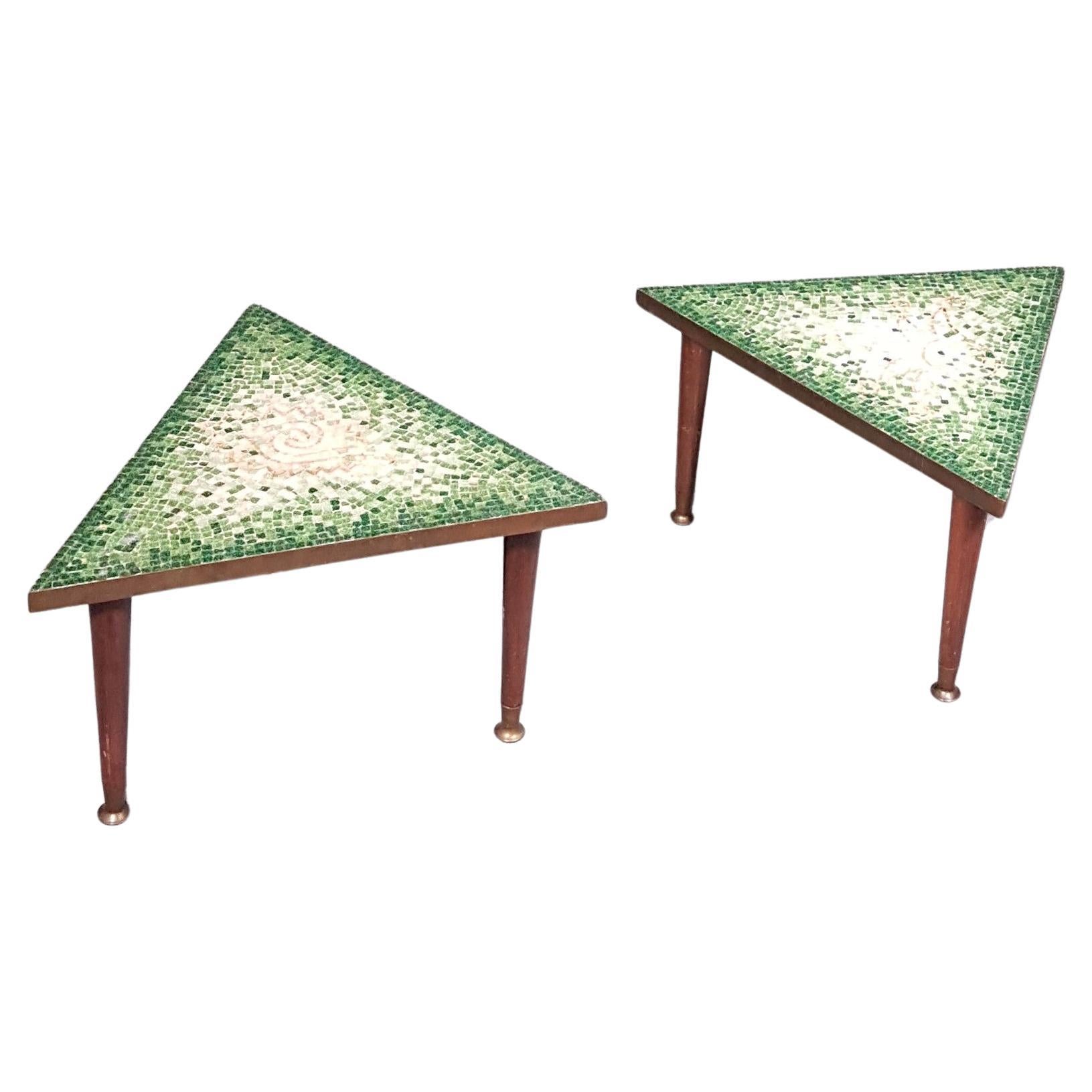 Pair of glass tile mosaic side tables - Genaro Alvarez - 1950s BY GETANO For Sale