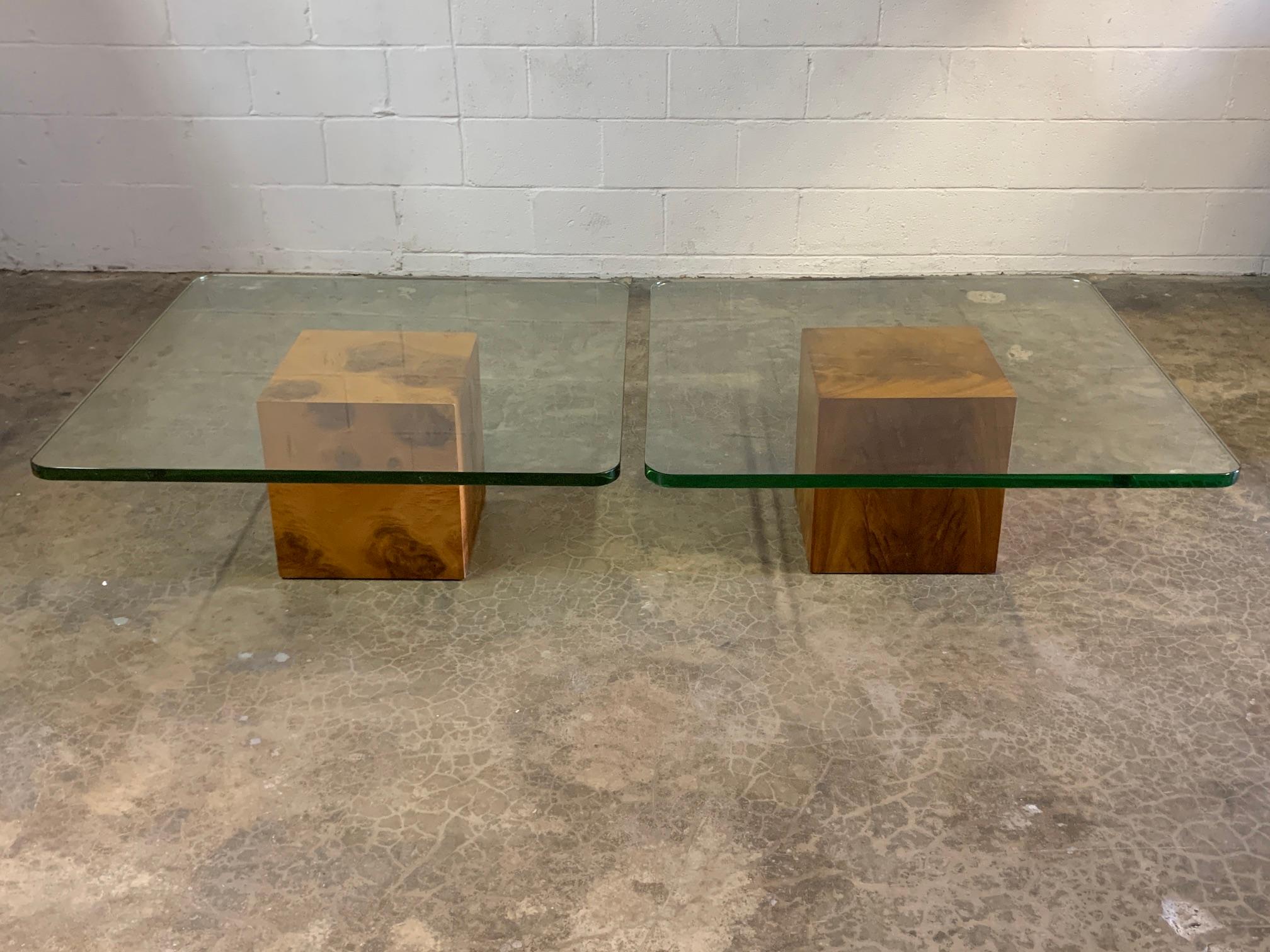 Pair of Glass Top Cube Coffee Tables by Edward Wormley for Dunbar 5