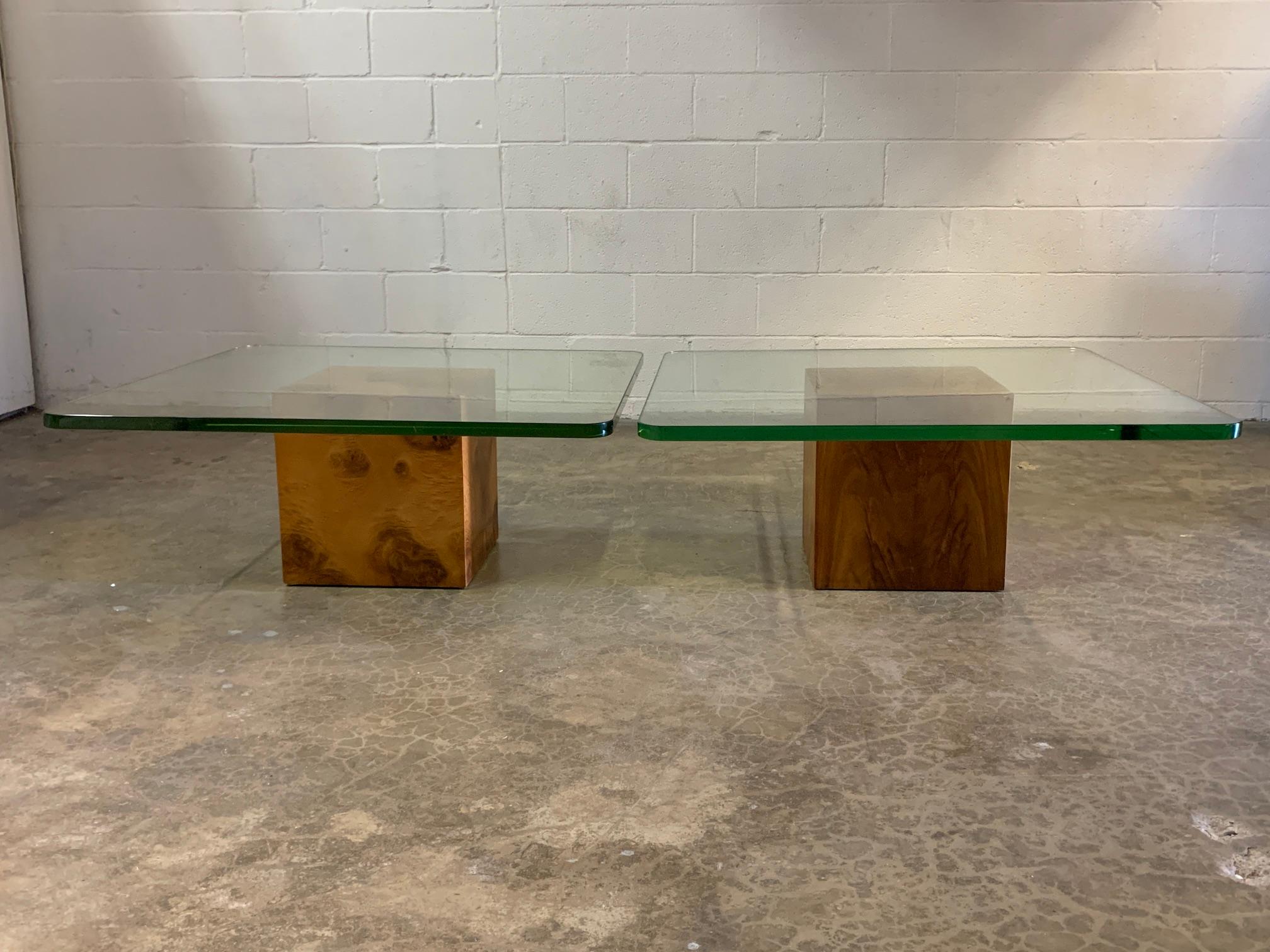 Pair of Glass Top Cube Coffee Tables by Edward Wormley for Dunbar 6