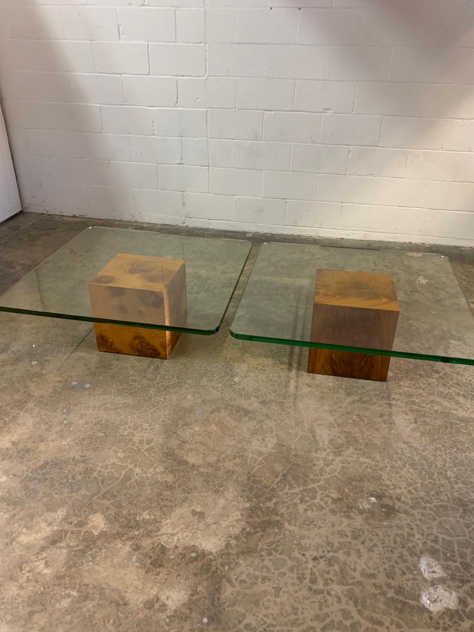 Pair of Glass Top Cube Coffee Tables by Edward Wormley for Dunbar 7