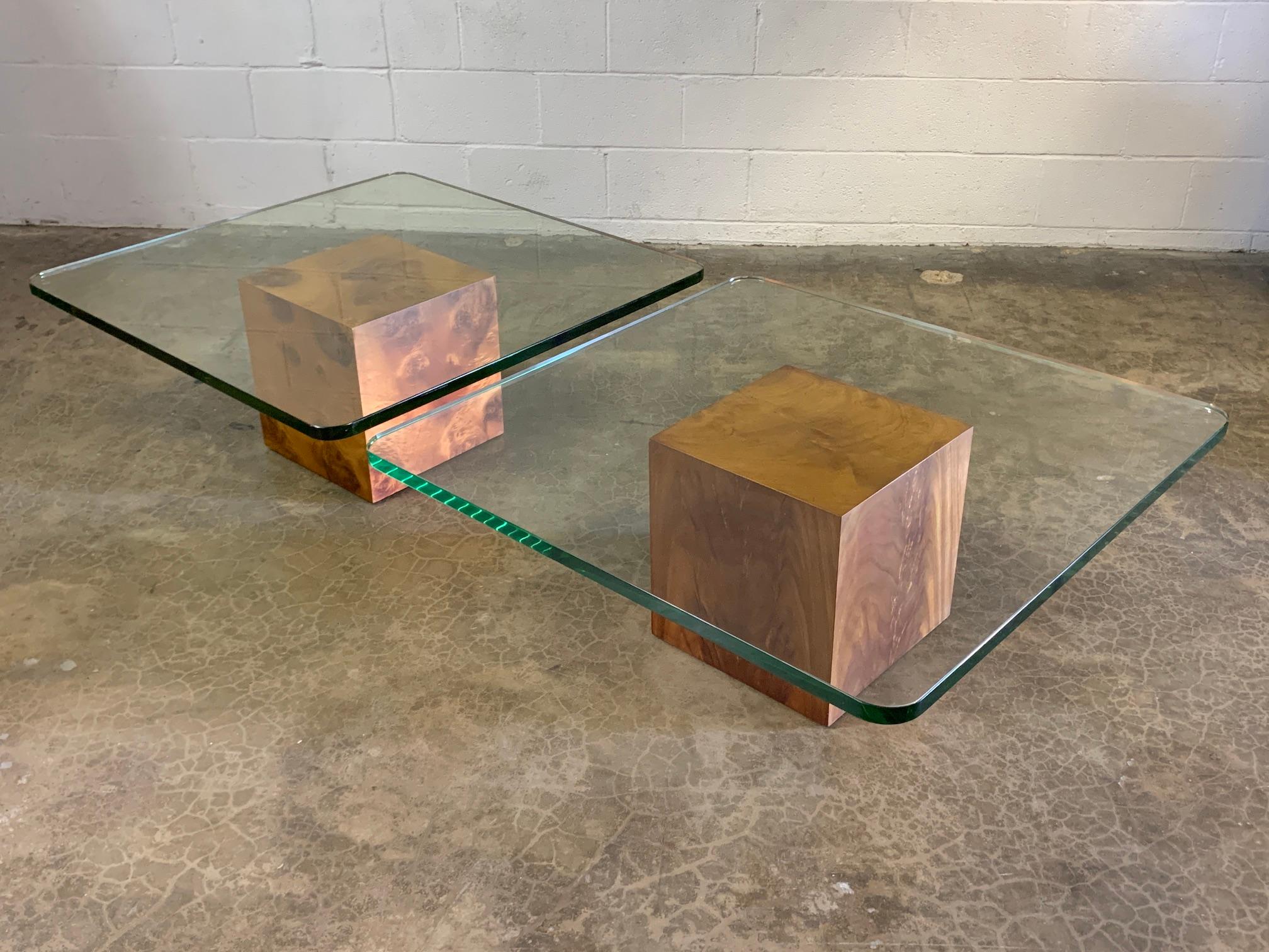 Pair of Glass Top Cube Coffee Tables by Edward Wormley for Dunbar 9