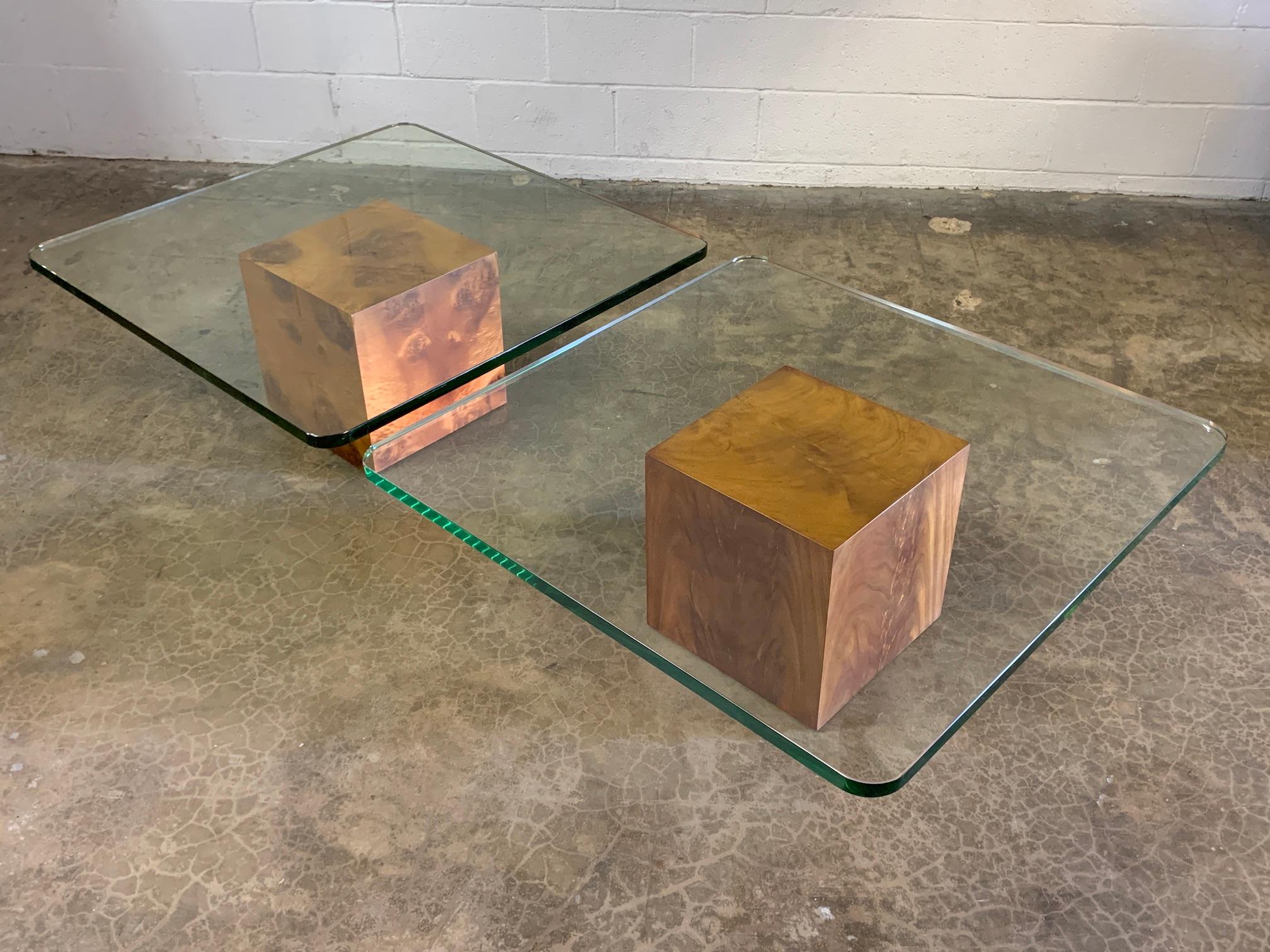 Pair of Glass Top Cube Coffee Tables by Edward Wormley for Dunbar 10