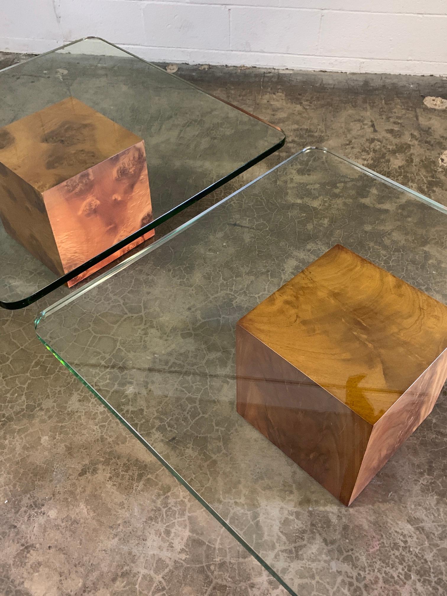 Pair of Glass Top Cube Coffee Tables by Edward Wormley for Dunbar 11