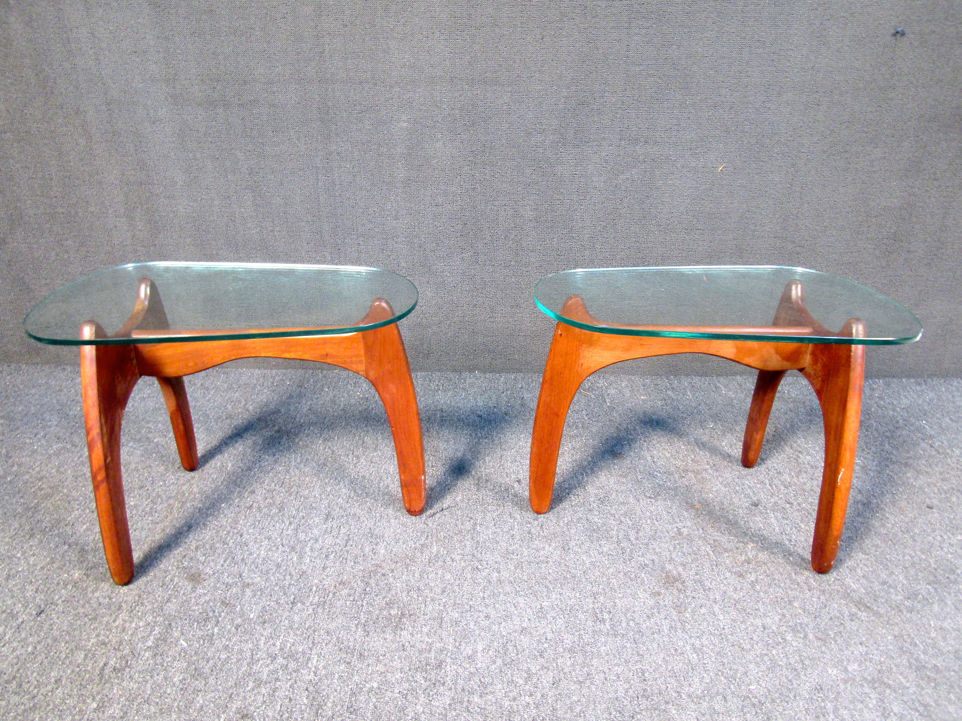 Pair of Glass Top End Tables by Adrian Pearsall  4