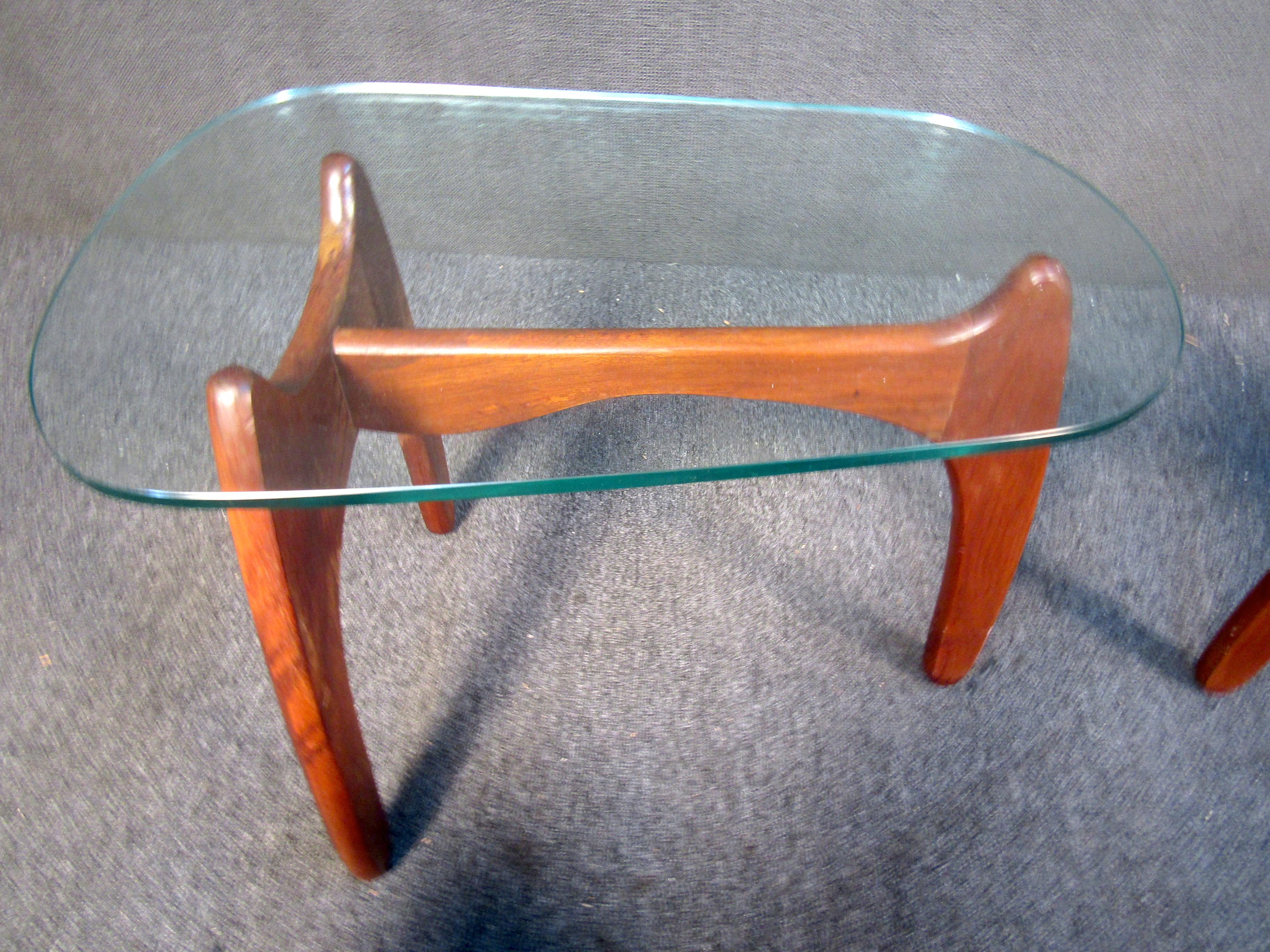 Pair of Glass Top End Tables by Adrian Pearsall  6