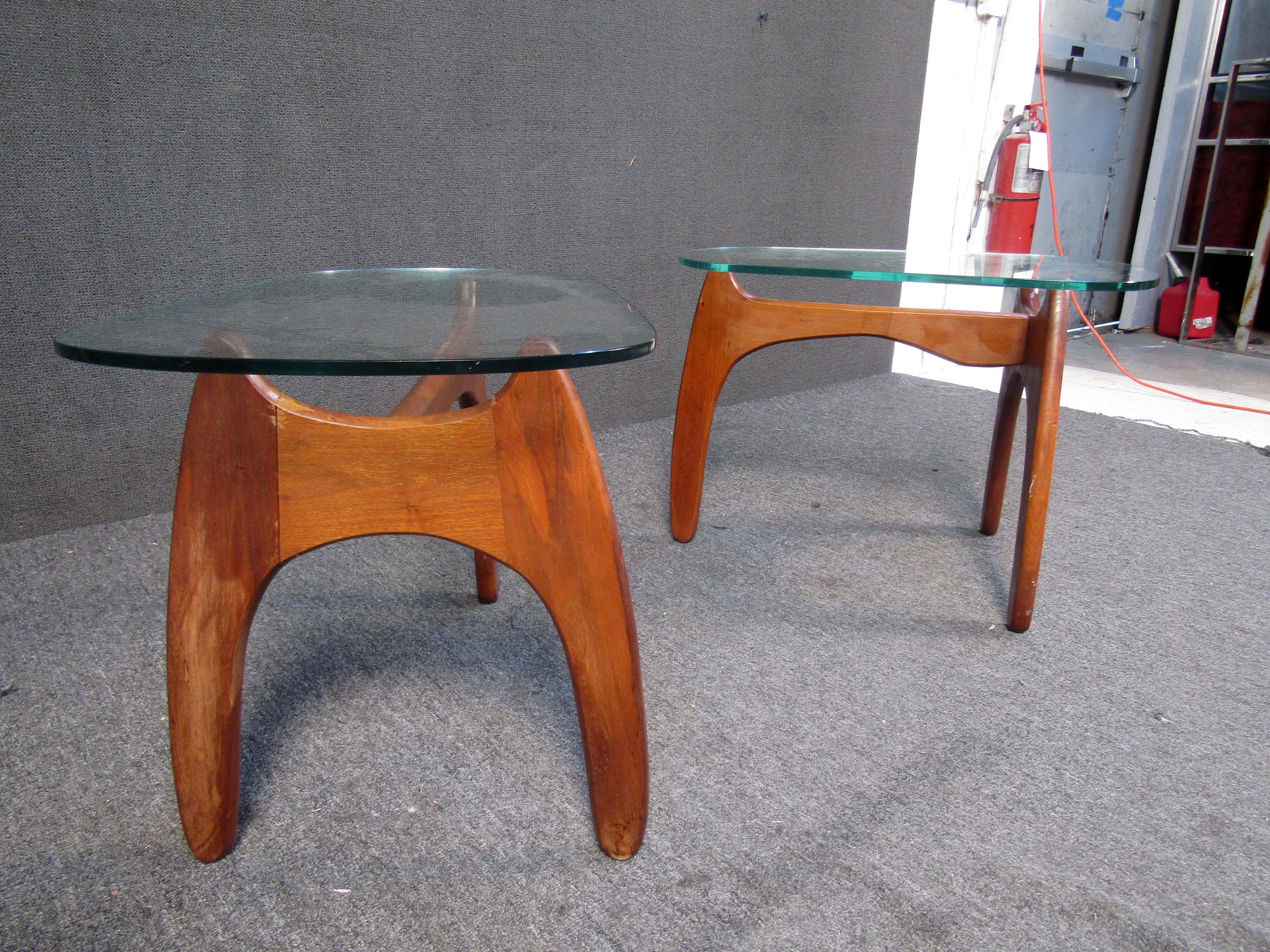 Pair of Glass Top End Tables by Adrian Pearsall  2