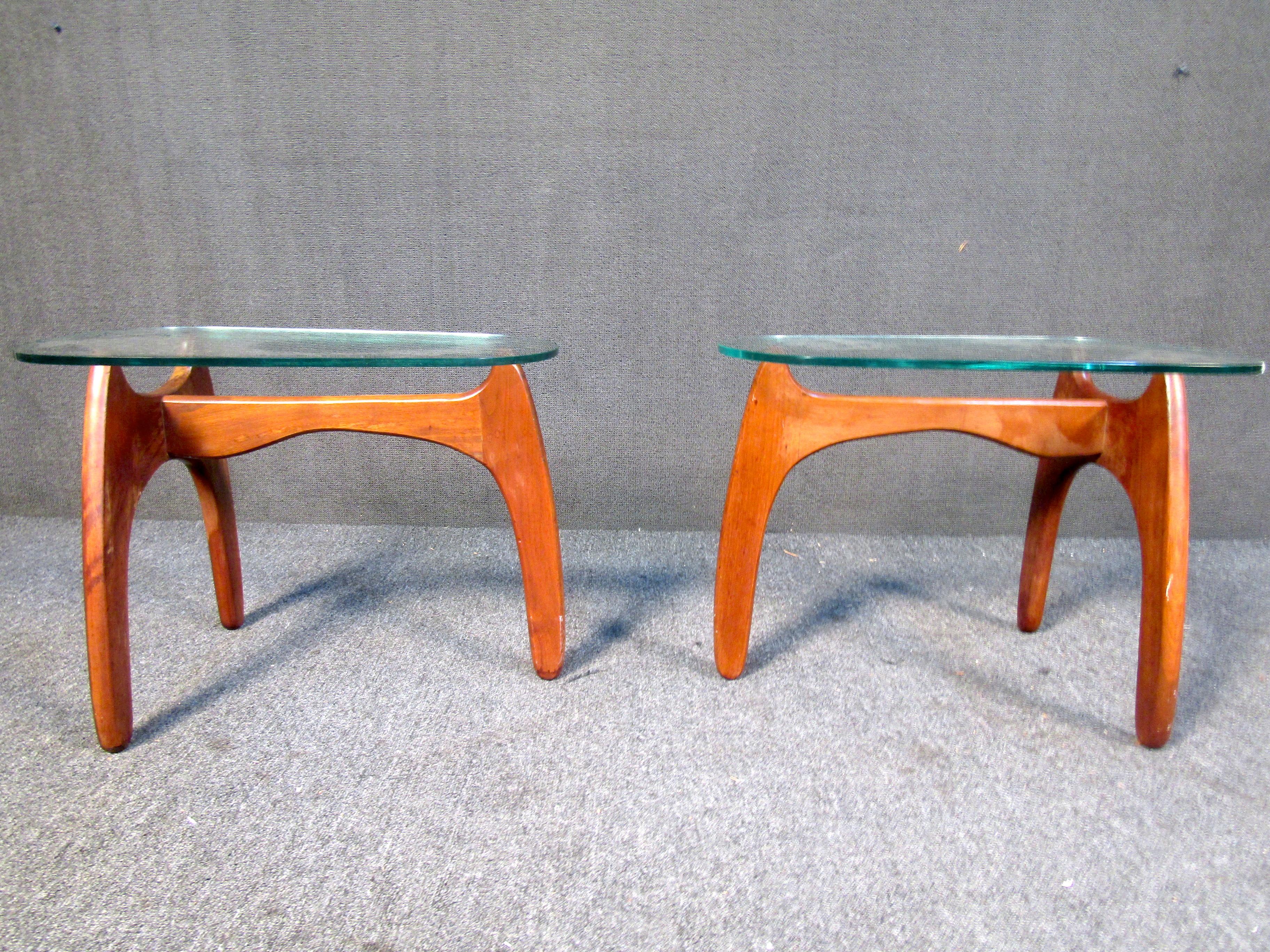 Pair of Glass Top End Tables by Adrian Pearsall  3