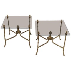 Pair of Glass Top Side Tables