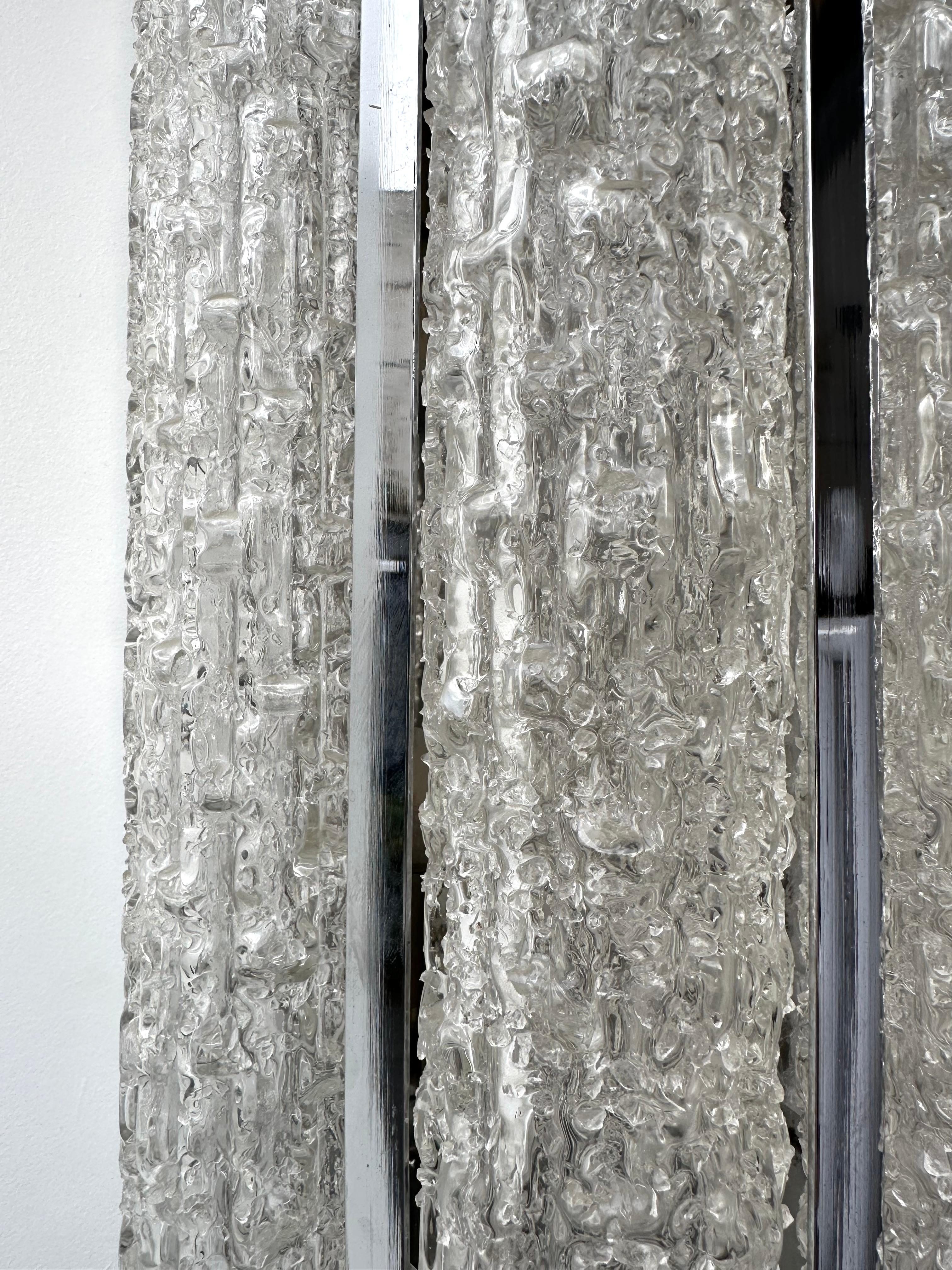 Pair of Glass Tube and Metal Chrome Sconces by Doria Leuchten. Germany, 1970s For Sale 3
