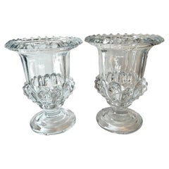 Pair of Glass Urn Vases with Nice Details