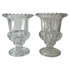 Pair of Glass Urn Vases with Nice Details