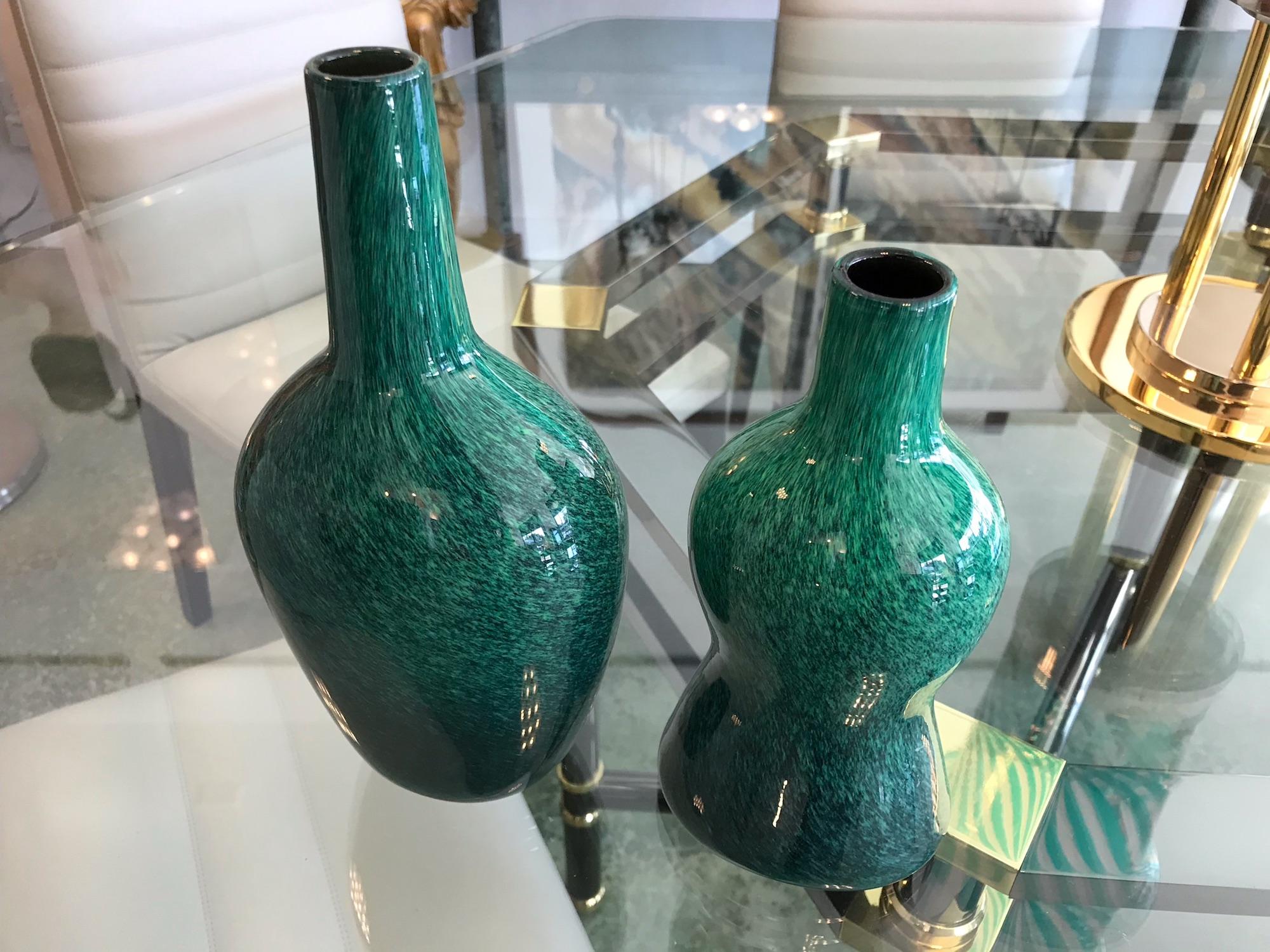 Pair of Glass Vases by Toni Zuccheri for Barovier & Toso Murano Italy, 1980s For Sale 2