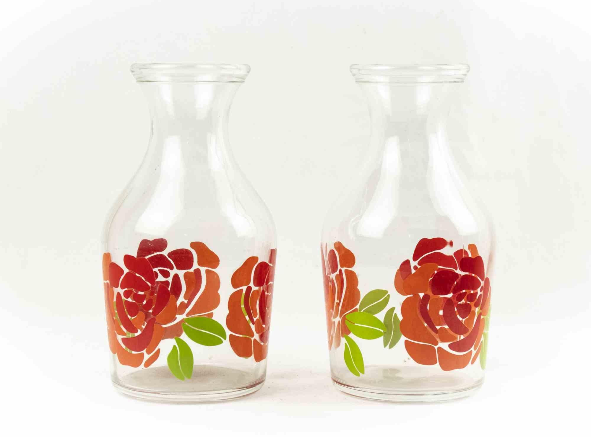 Italian Pair of Glass Vases, Italy, 1970s For Sale