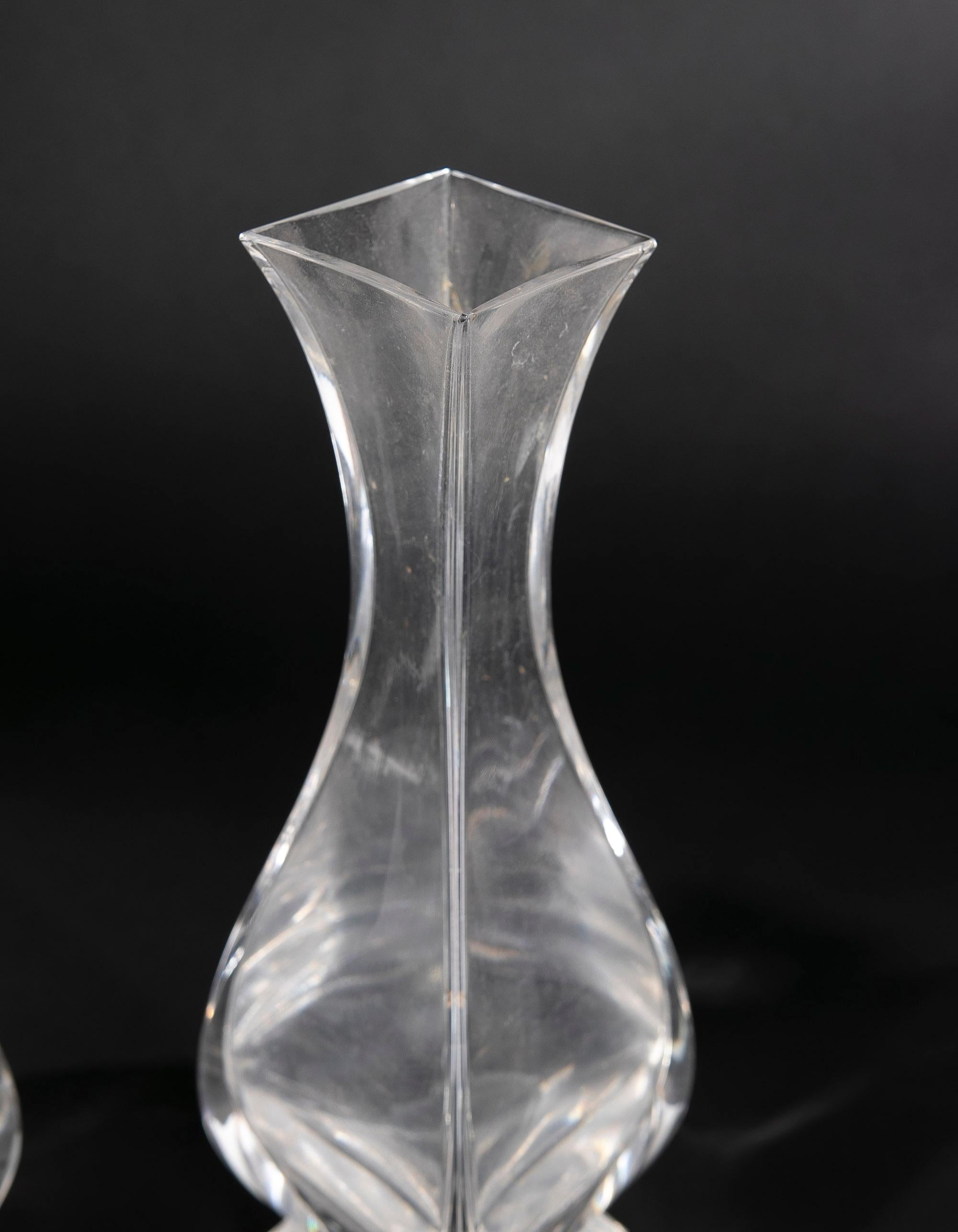 Pair of Glass Vases with a Curved Shape and Square Mouth In Good Condition For Sale In Marbella, ES