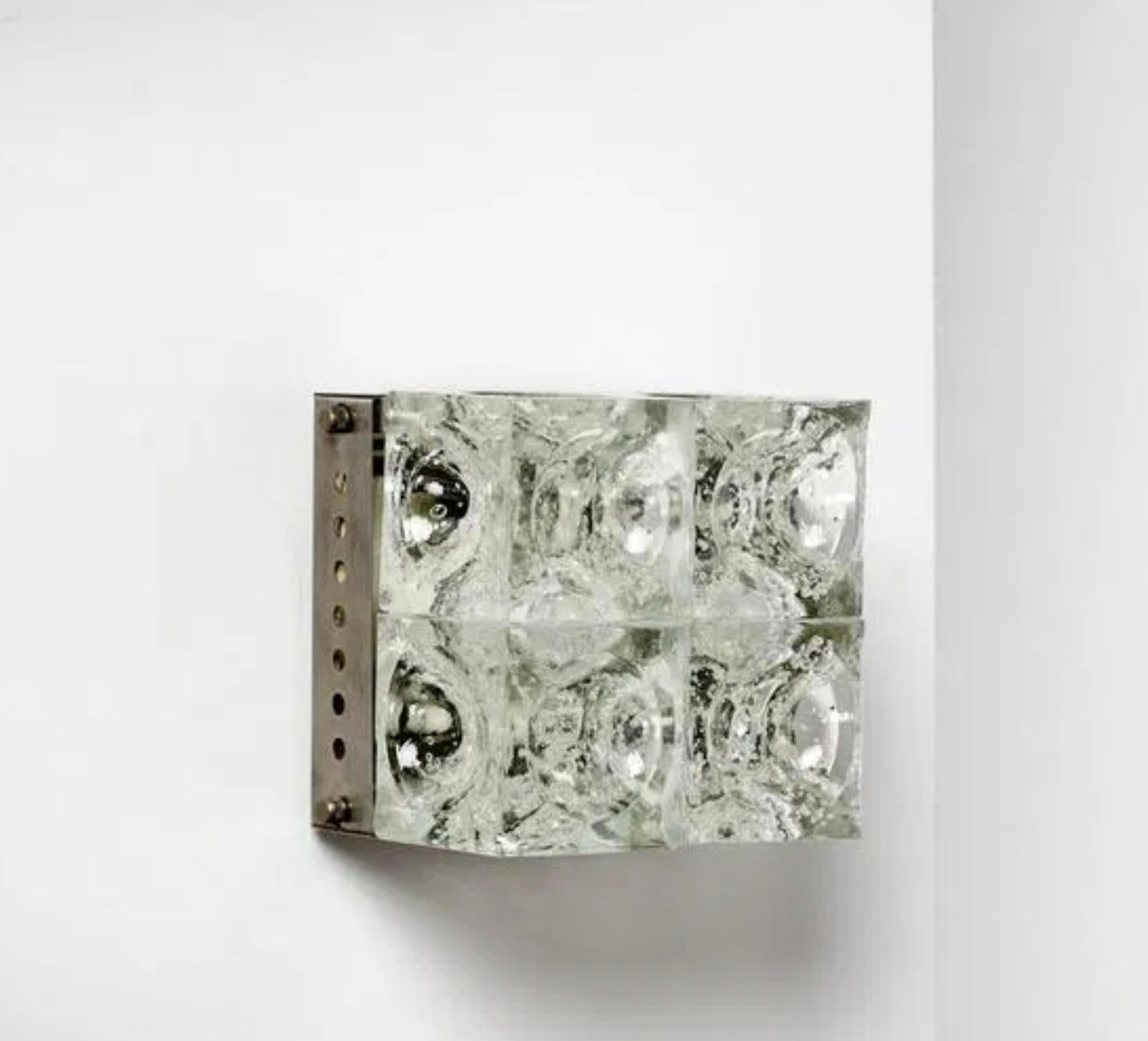 Splendid pair of glass wall lamps by Albano Poli for Poliarte, Italy, 1970s