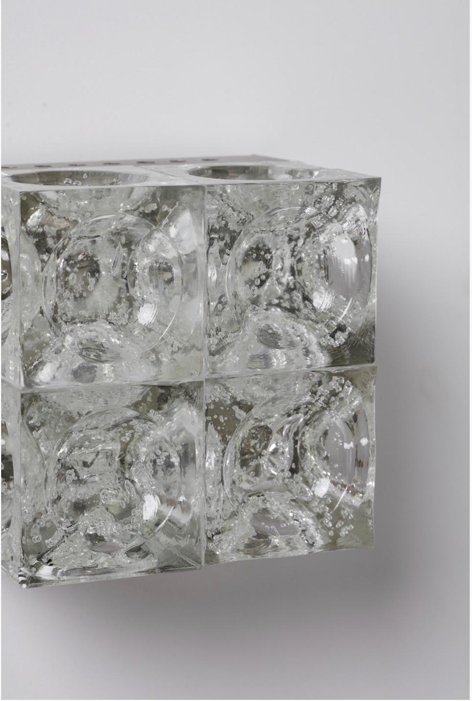 Space Age Pair of glass wall lamps by Albano Poli for Poliarte, Italy, 1970s For Sale