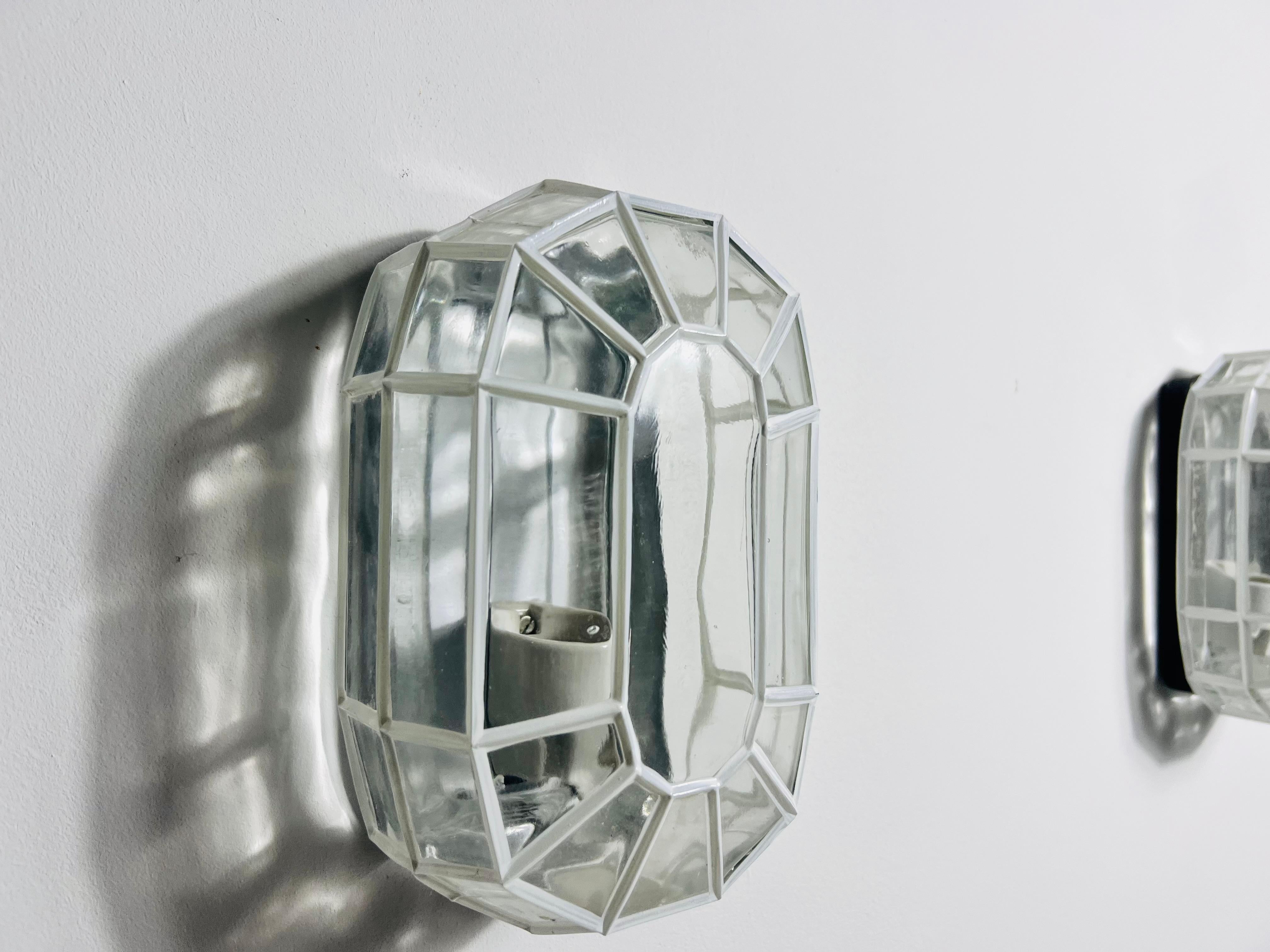 Pair of Glass Wall Lamps by Glashütte Limburg, 1960s For Sale 3