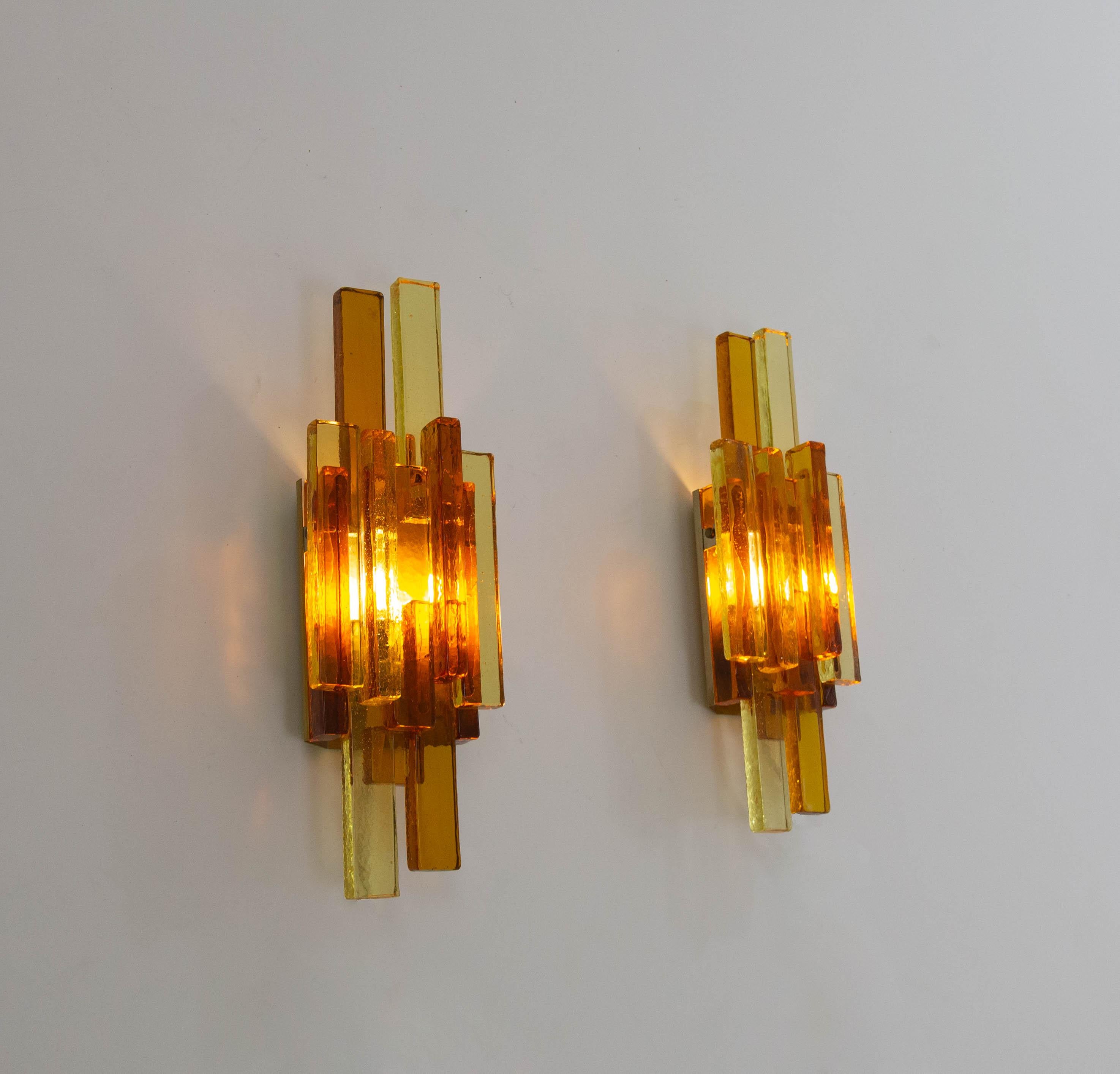 Mid-Century Modern Pair of Glass Wall Lamps by Svend Aage Holm Sørensen, 1960s