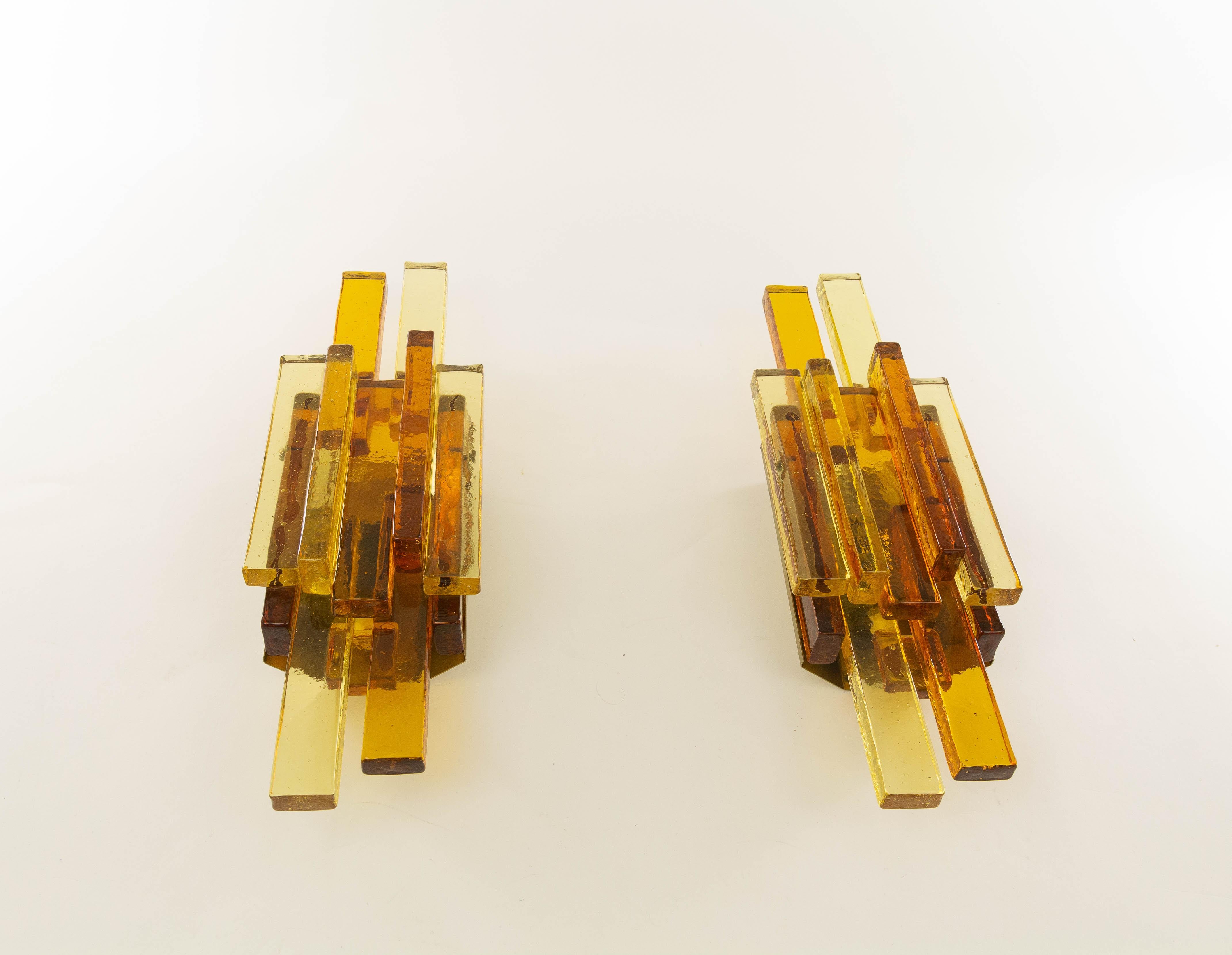 Danish Pair of Glass Wall Lamps by Svend Aage Holm Sørensen, 1960s