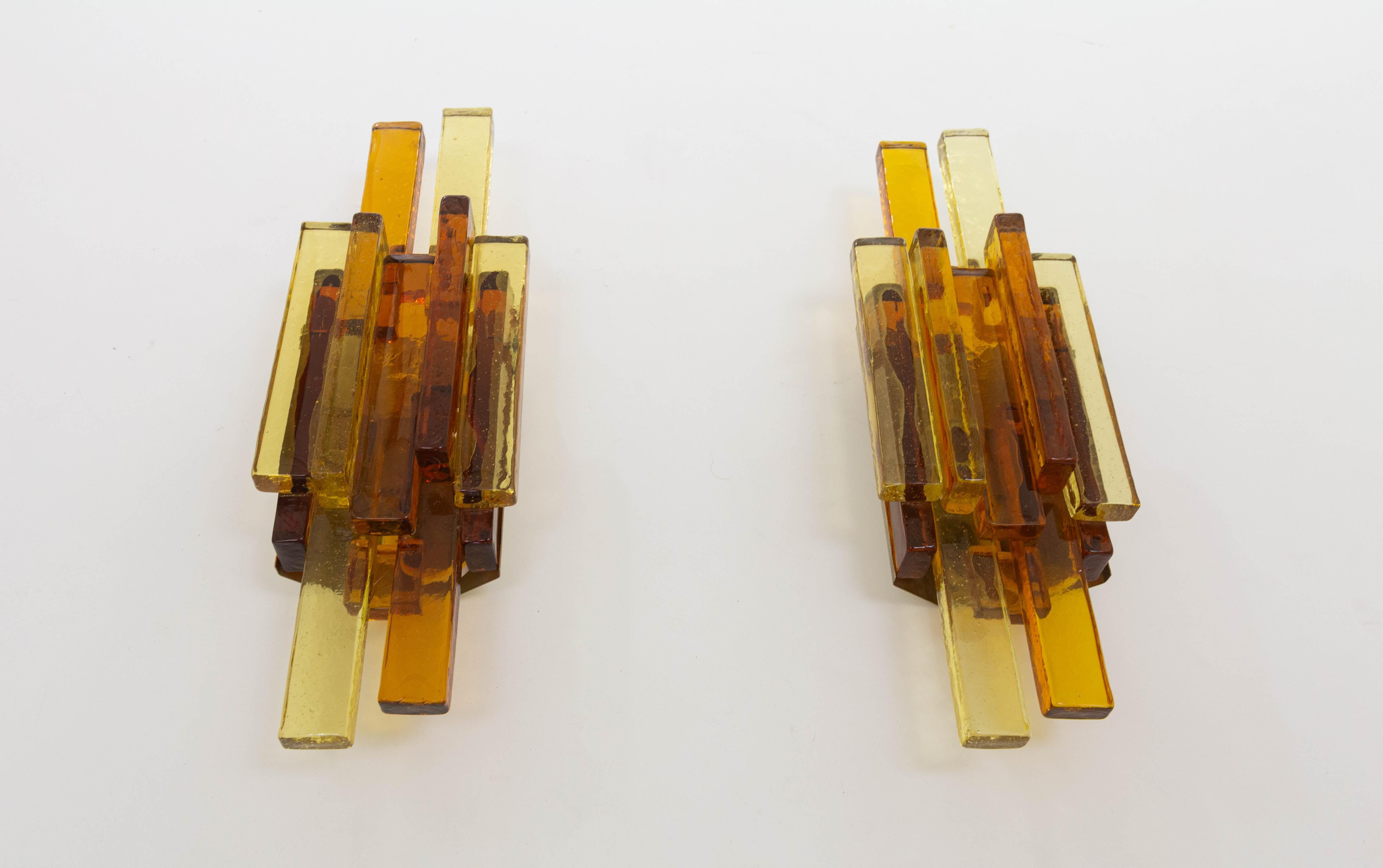Danish Pair of Glass Wall Lamps by Svend Aage Holm Sørensen, 1960s
