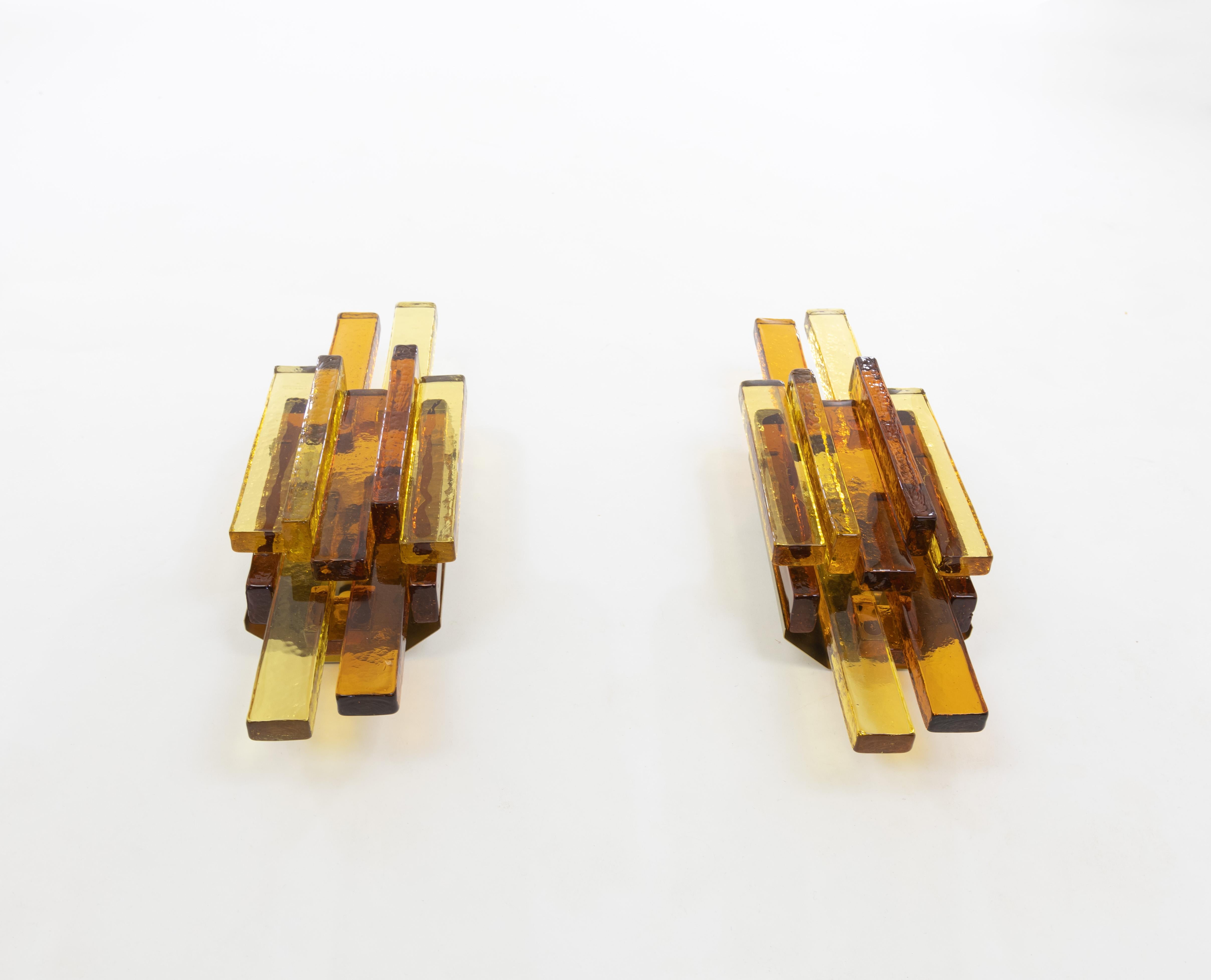 Danish Pair of glass wall lamps by Svend Aage Holm Sørensen, 1960s For Sale