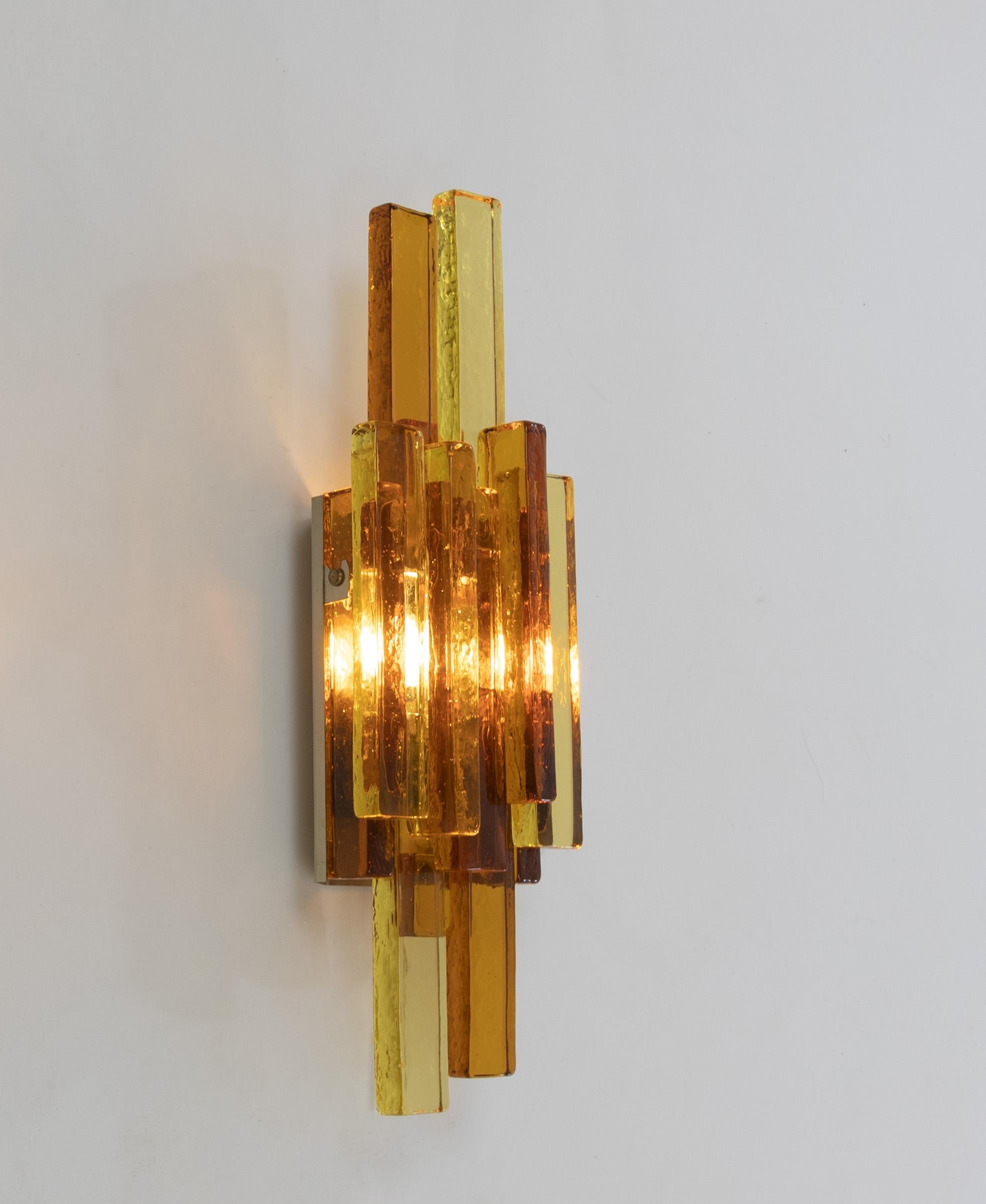Pair of glass wall lamps by Svend Aage Holm Sørensen, 1960s In Good Condition For Sale In Rotterdam, NL