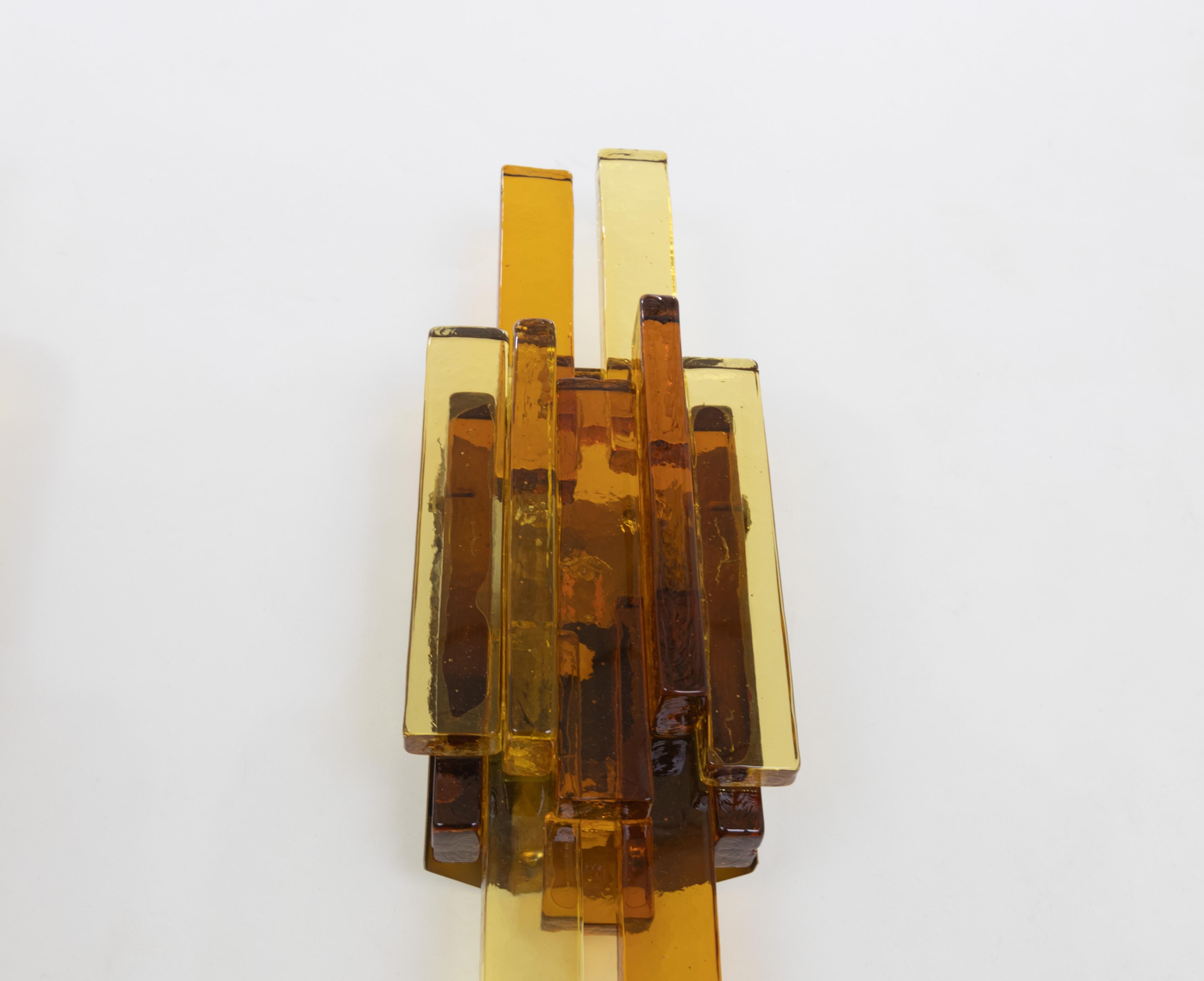 Mid-20th Century Pair of glass wall lamps by Svend Aage Holm Sørensen, 1960s For Sale