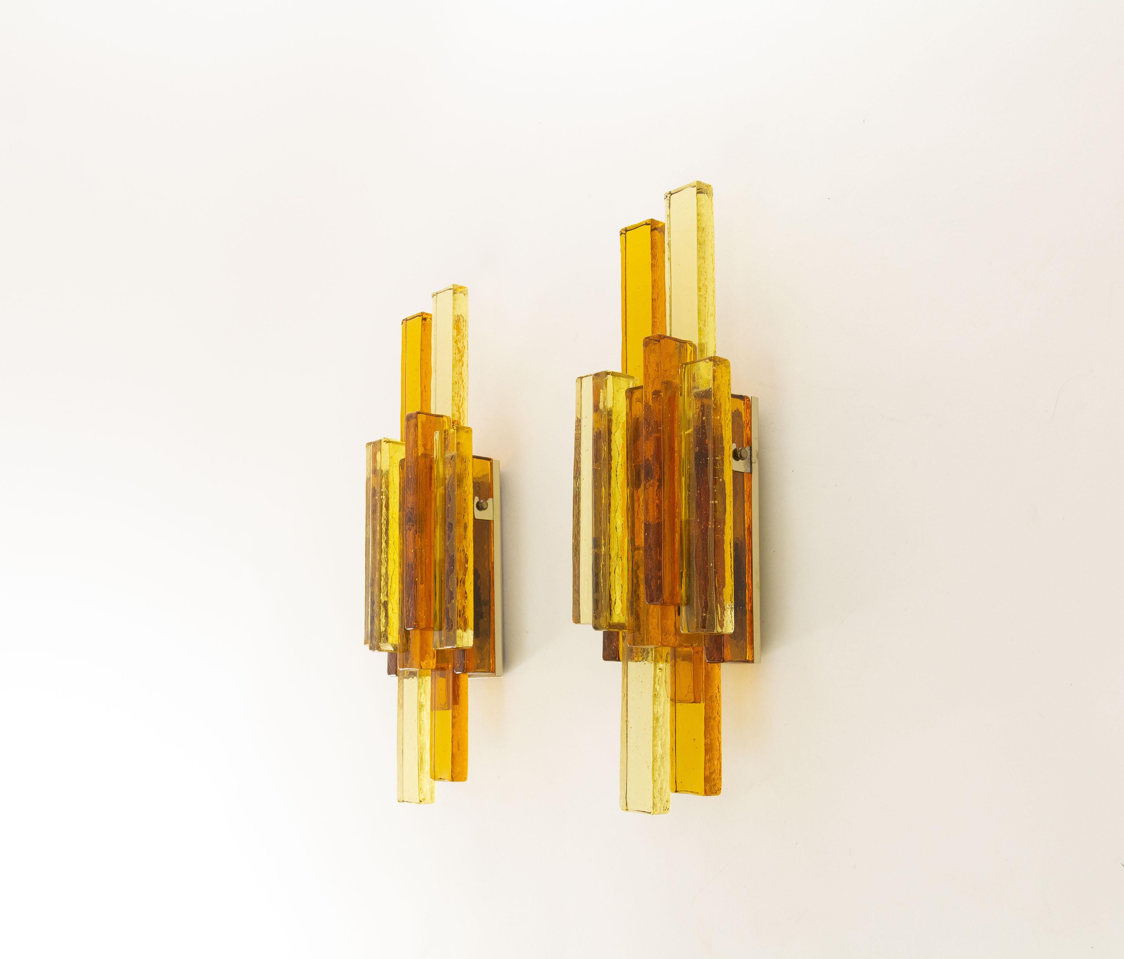 Pair of Glass Wall Lamps by Svend Aage Holm Sørensen, 1960s 1