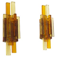 Vintage Pair of Glass Wall Lamps by Svend Aage Holm Sørensen, 1960s