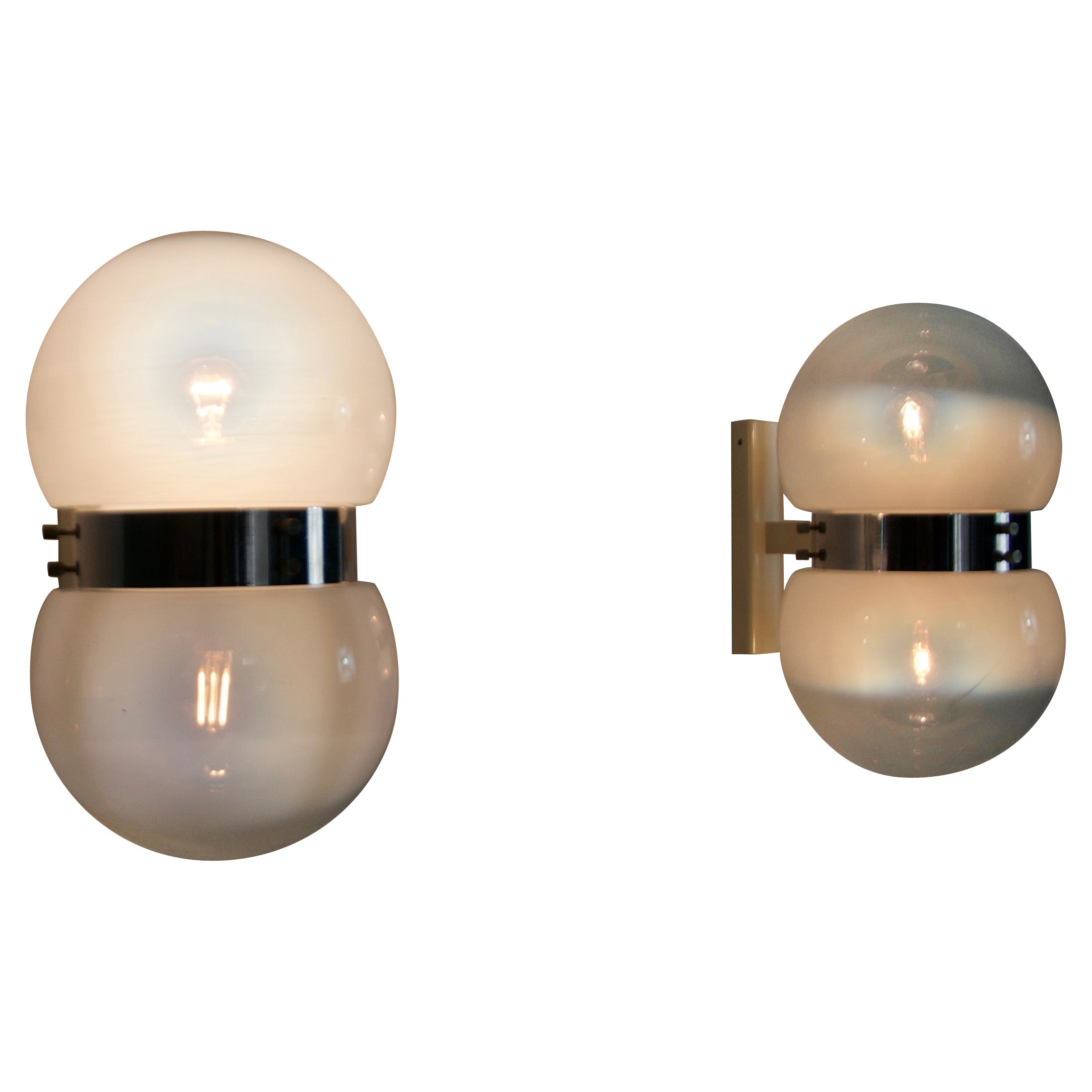Pair of Glass Wall Lights by Sergio Mazza for Artemide, 1960s, Italy