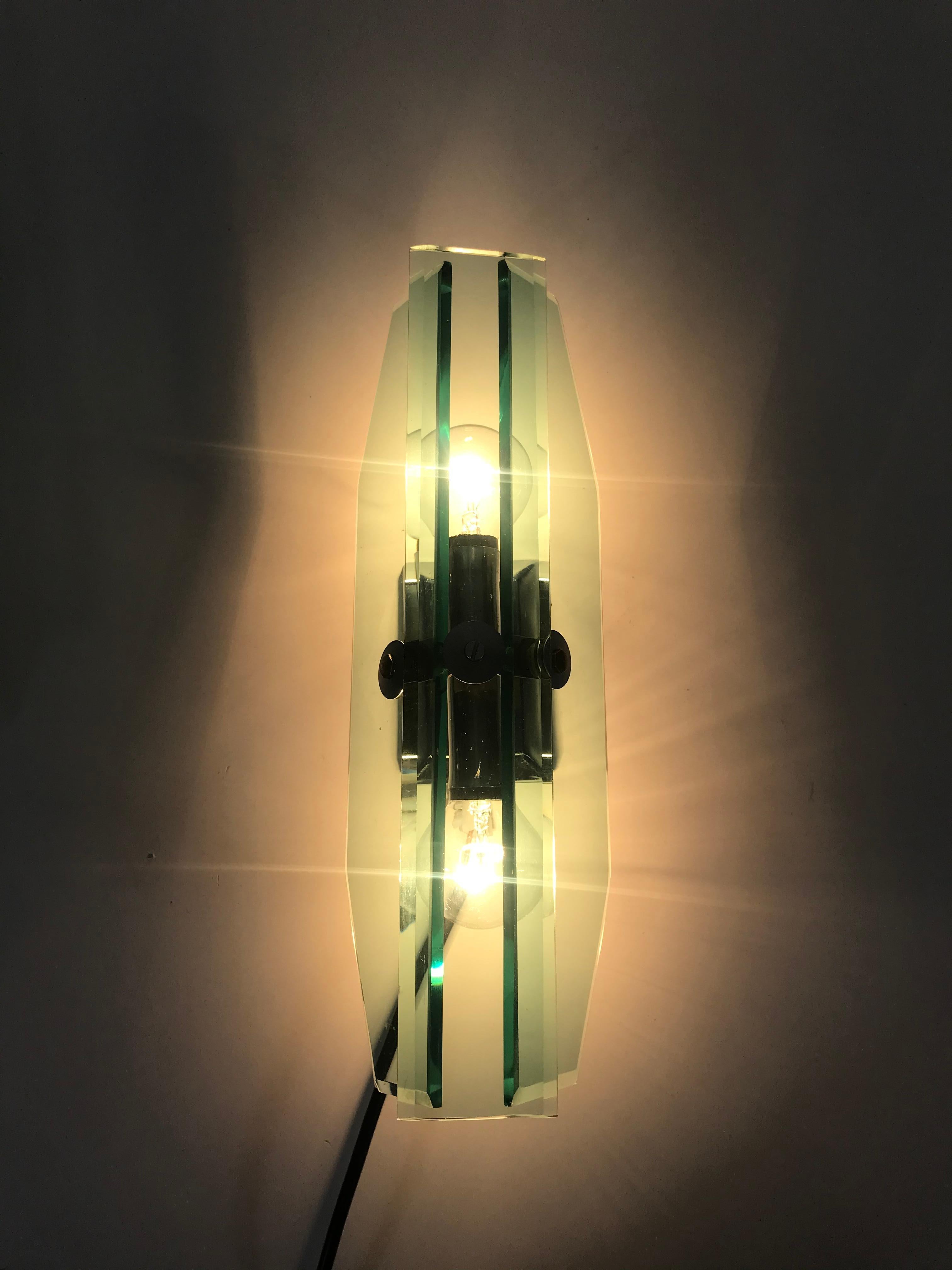 Pair of Glass Wall Lights by Veca, 1970s, Italy 4