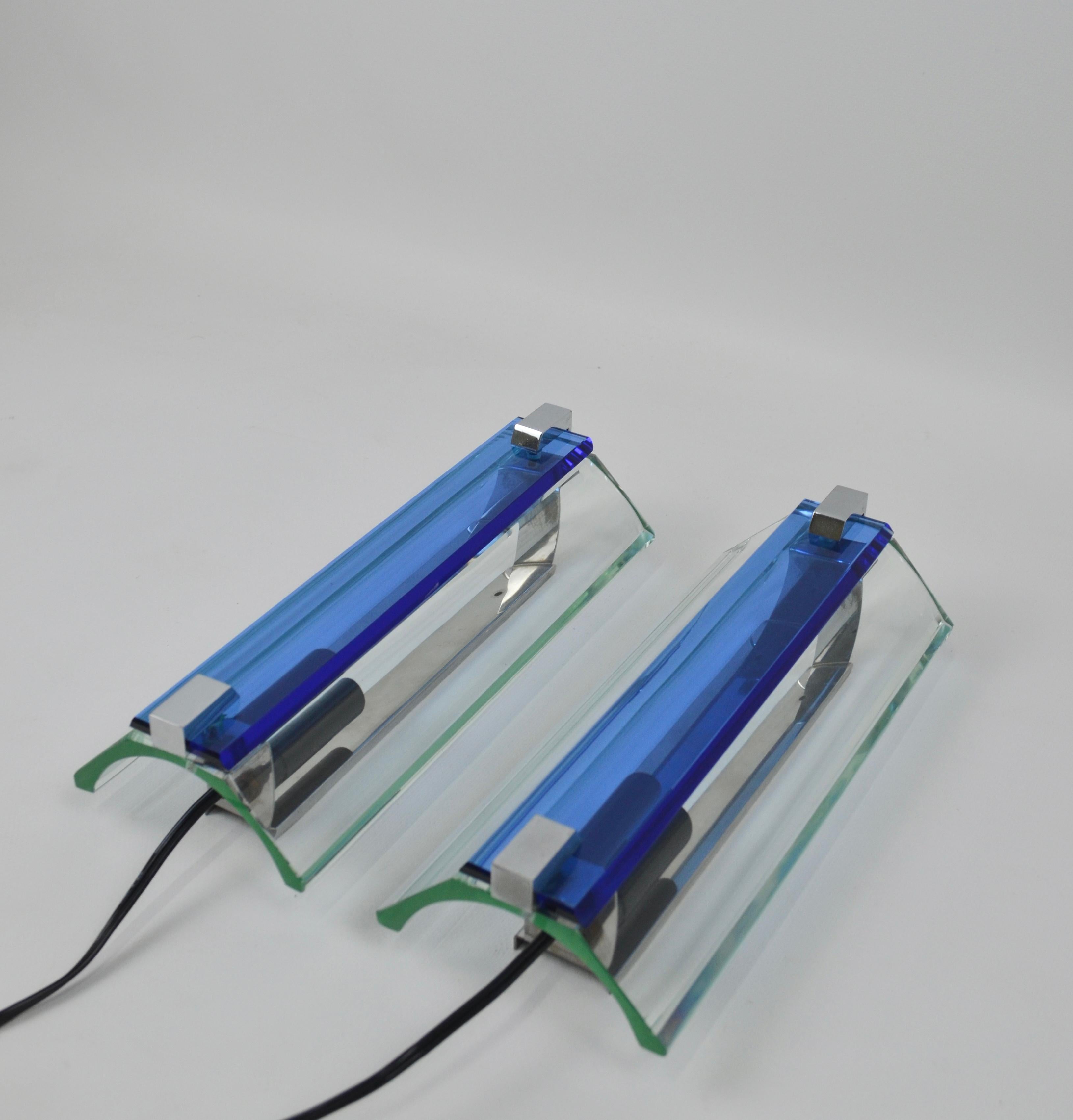 Pair of glass wall lights, by Veca, Italy, 60’s 3