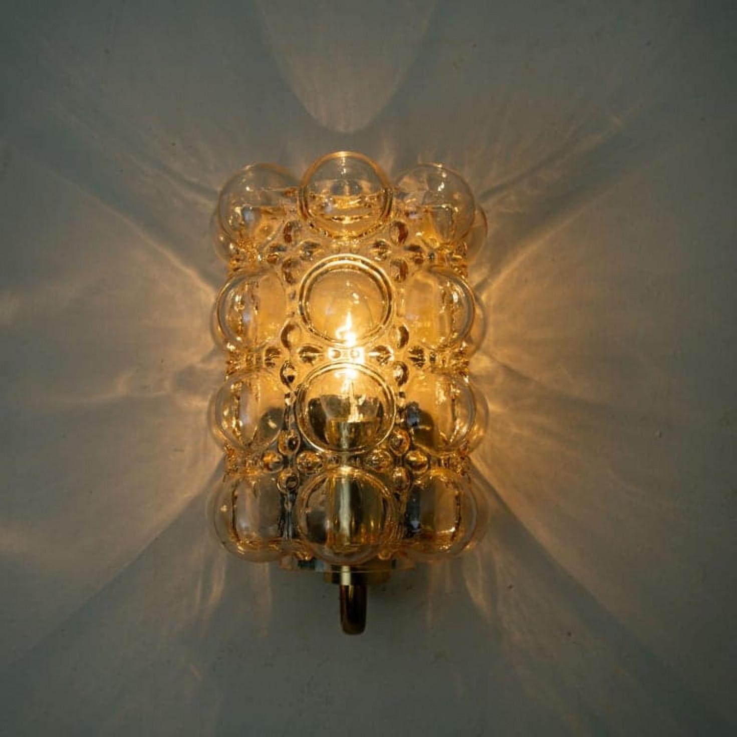 Pair of Glass Wall Lights Sconces by Helena Tynell for Glashütte, 1960 For Sale 3