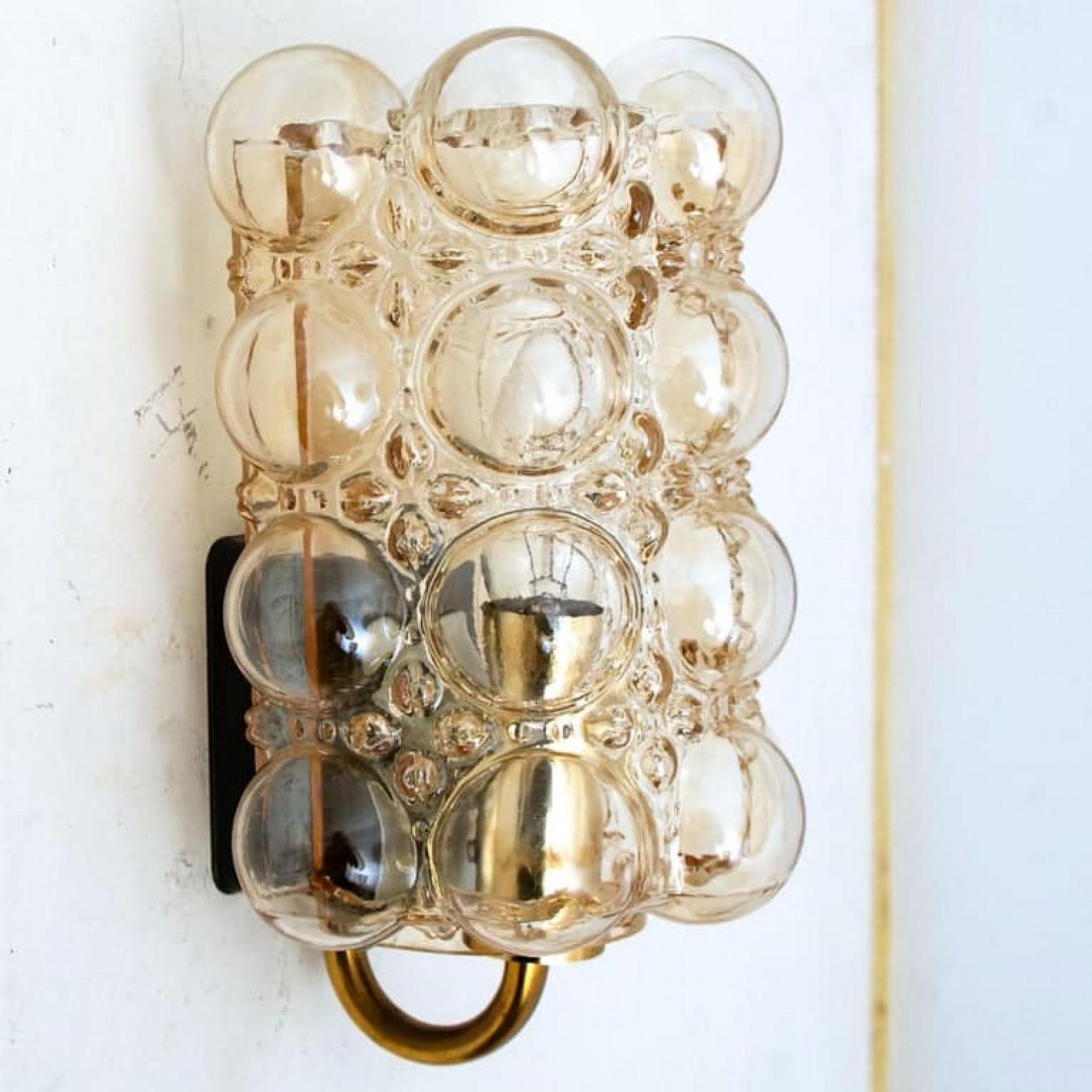 Pair of Glass Wall Lights Sconces by Helena Tynell for Glashütte, 1960 For Sale 7