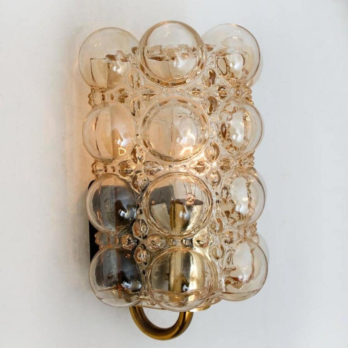 Pair of Glass Wall Lights Sconces by Helena Tynell for Glashütte, 1960 For Sale 8