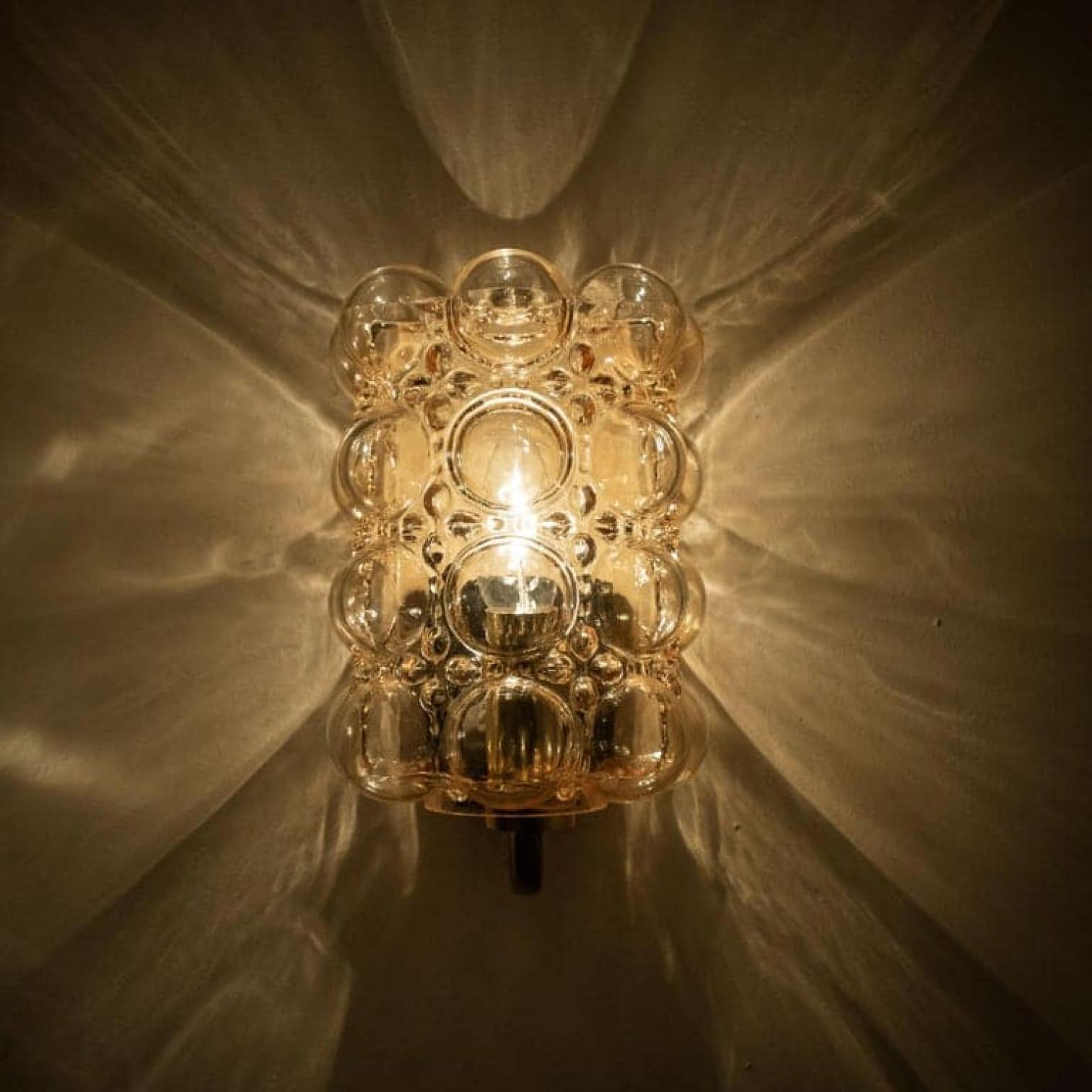 Pair of Glass Wall Lights Sconces by Helena Tynell for Glashütte, 1960 For Sale 10
