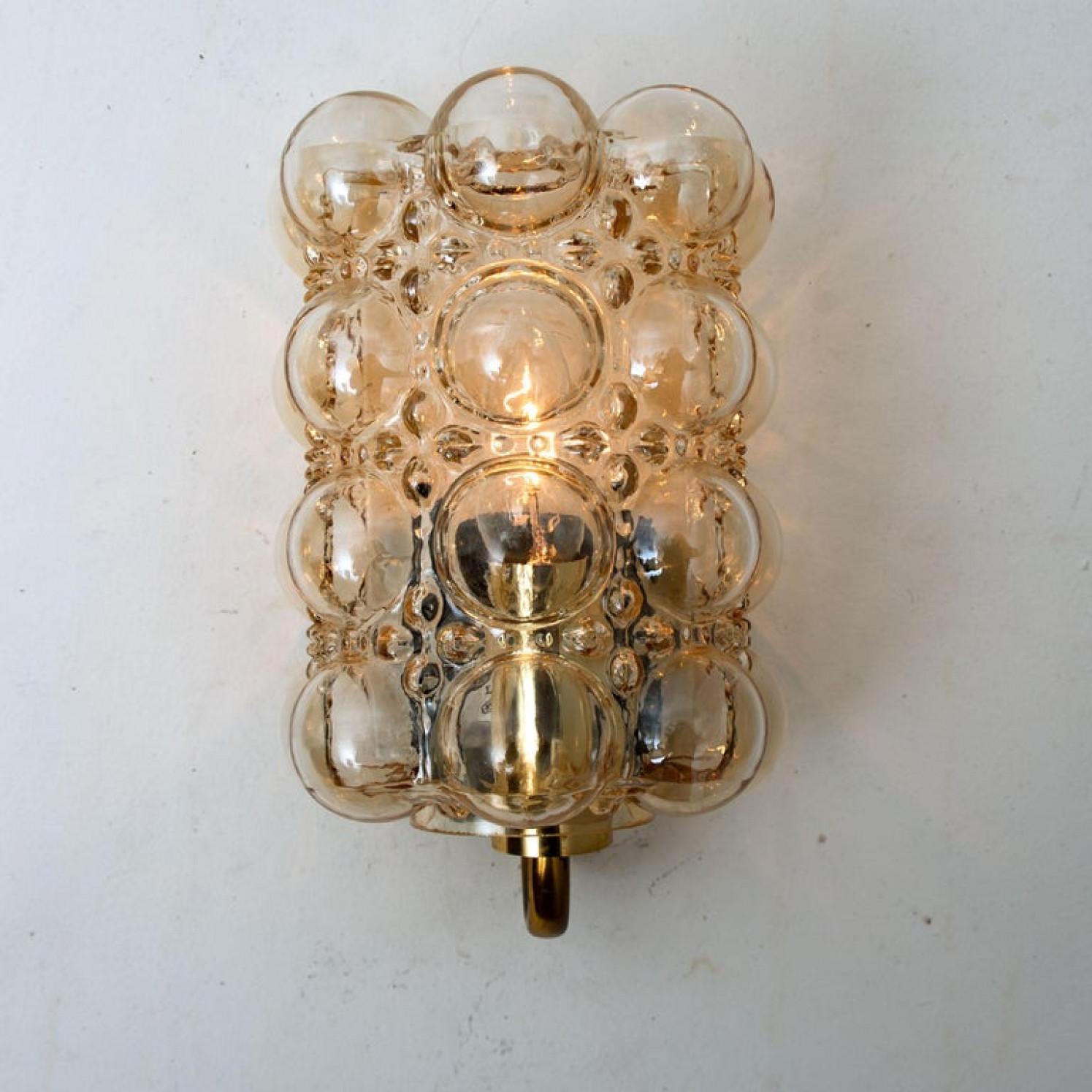 Austrian Pair of Glass Wall Lights Sconces by Helena Tynell for Glashütte, 1960
