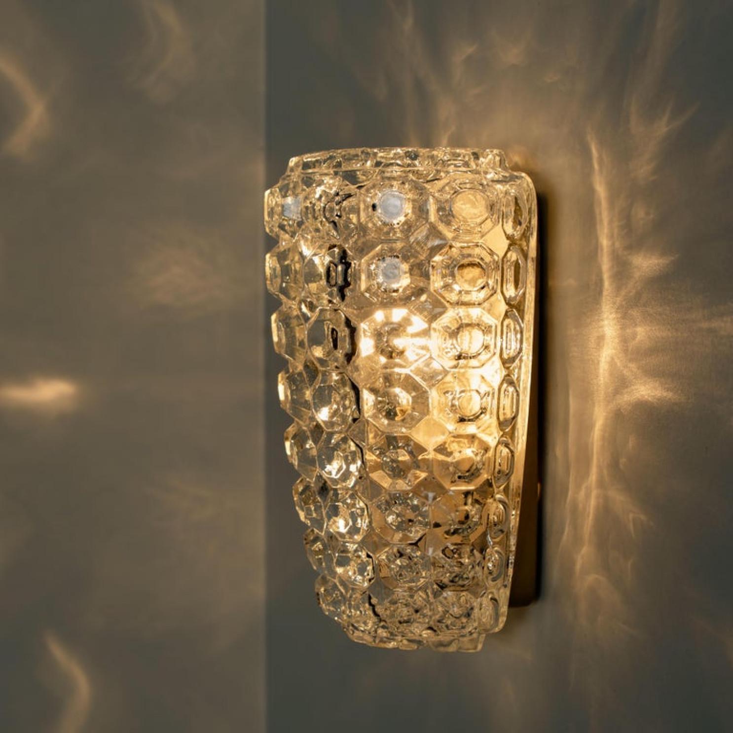 20th Century Pair of Glass Wall Lights Sconces by Helena Tynell for Glashütte, 1960 For Sale