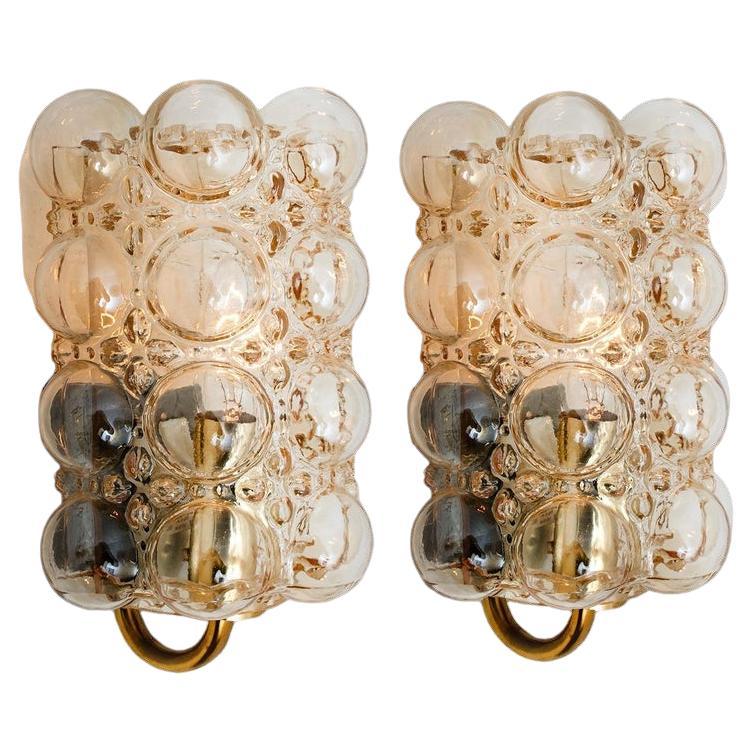 Pair of Glass Wall Lights Sconces by Helena Tynell for Glashütte, 1960