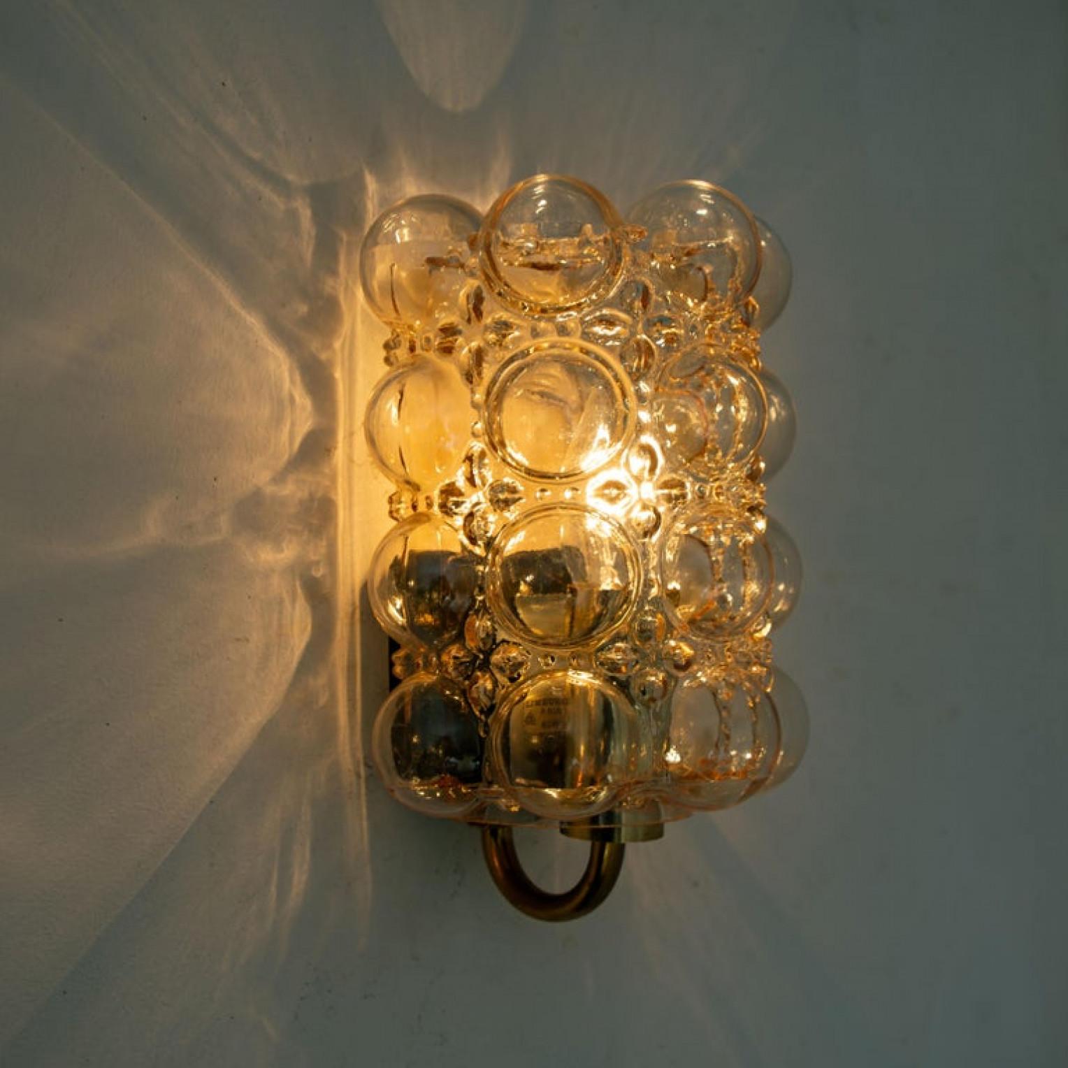 Pair of Glass Wall Lights Sconces by Helena Tynell for Glashütte Limburg, 1960 For Sale 4