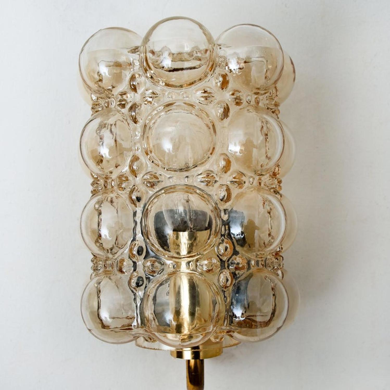 Mid-Century Modern Pair of Glass Wall Lights Sconces by Helena Tynell for Glashütte Limburg, 1960
