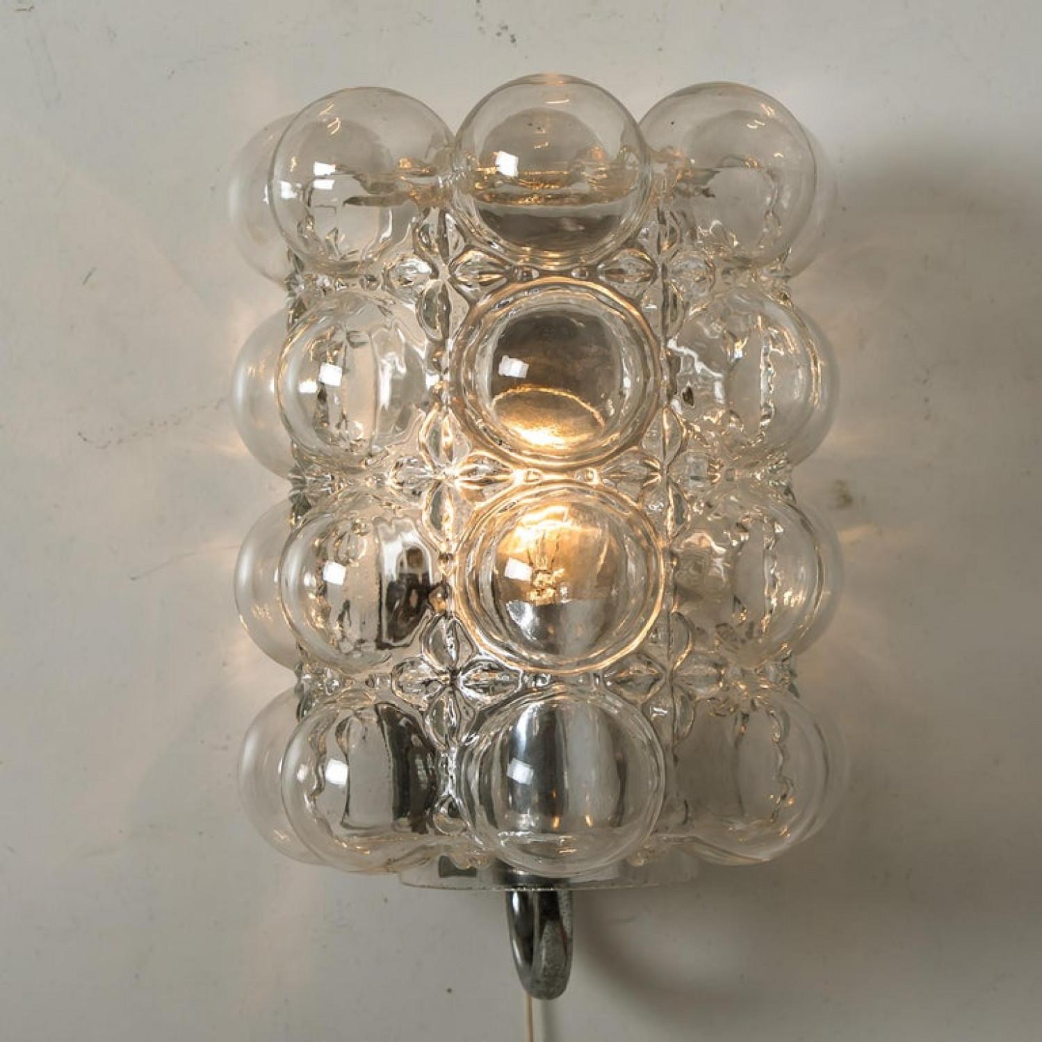 Mid-Century Modern Pair of Glass Wall Lights Sconces by Helena Tynell for Glashütte Limburg, 1960