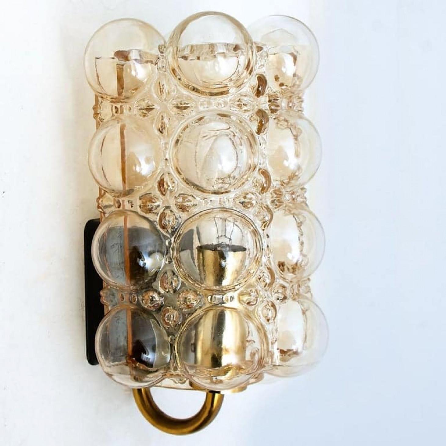 Mid-Century Modern Paire d'appliques murales en verre par Helena Tynell pour Glashütte Limburg, 1960 en vente