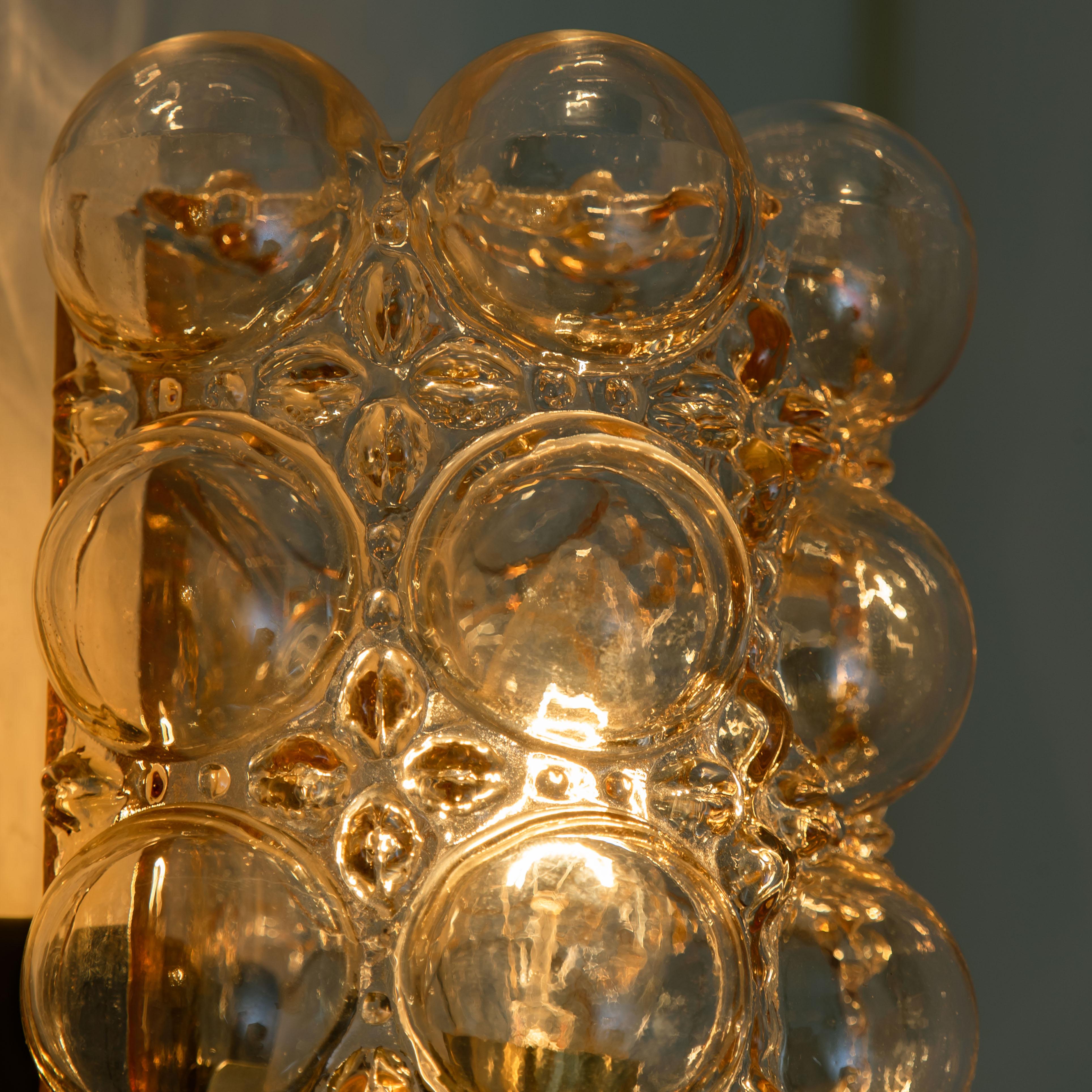 German Pair of Glass Wall Lights Sconces by Helena Tynell for Glashütte Limburg, 1960