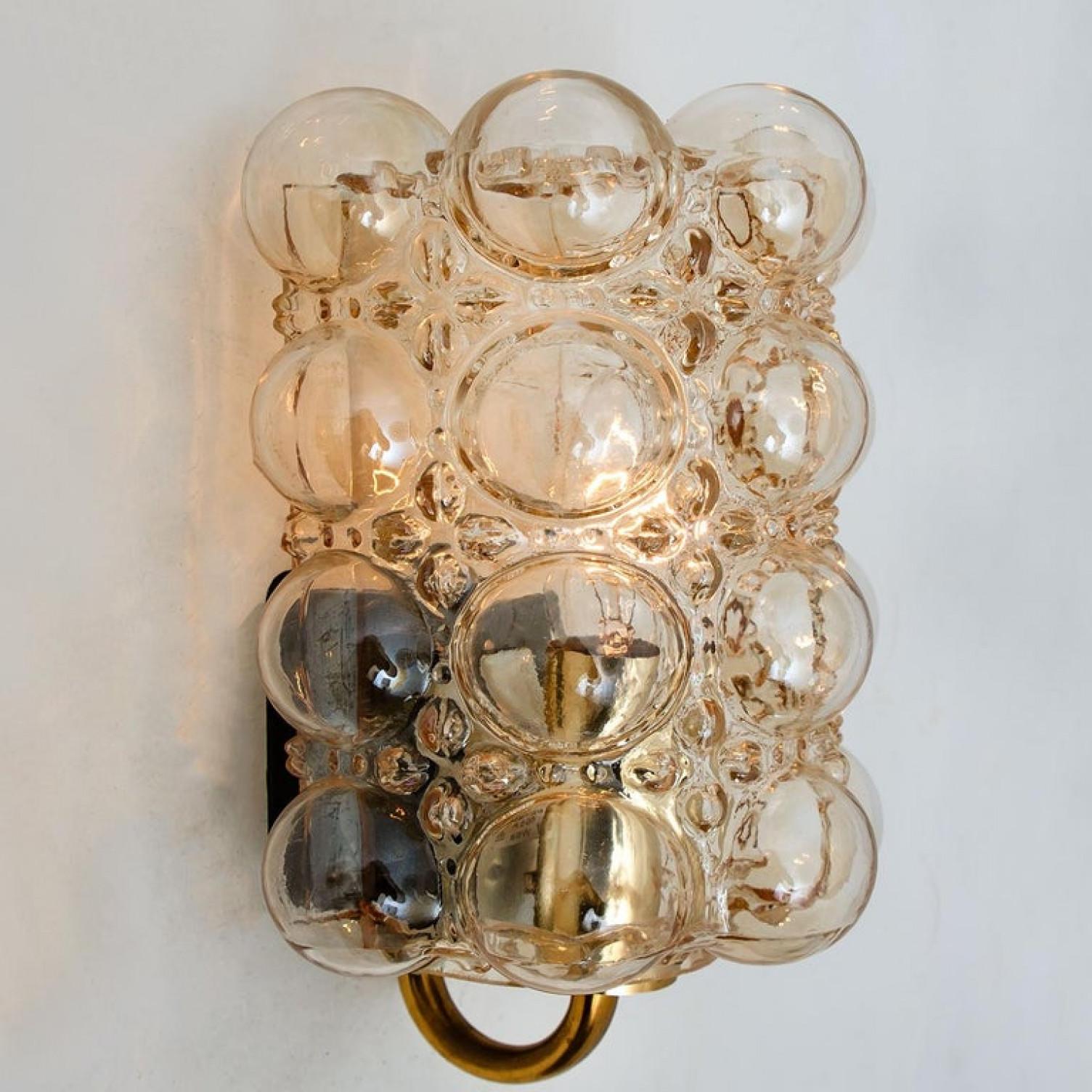 Pair of Glass Wall Lights Sconces by Helena Tynell for Glashütte Limburg, 1960 In Good Condition For Sale In Rijssen, NL