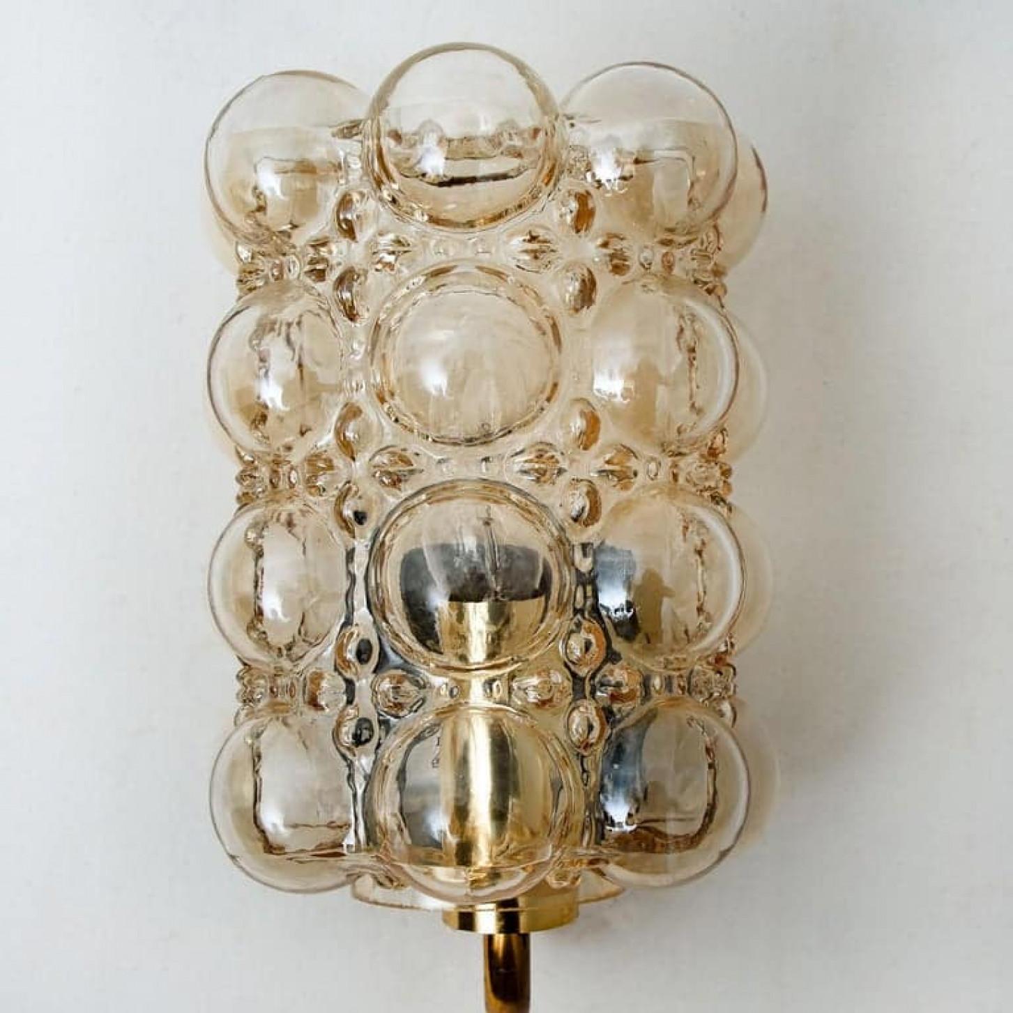20ième siècle Paire d'appliques murales en verre par Helena Tynell pour Glashütte Limburg, 1960 en vente