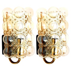 Pair of Glass Wall Lights Sconces by Helena Tynell for Glashütte Limburg, 1960