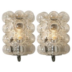 Pair of Glass Wall Lights Sconces by Helena Tynell for Glashütte Limburg, 1960