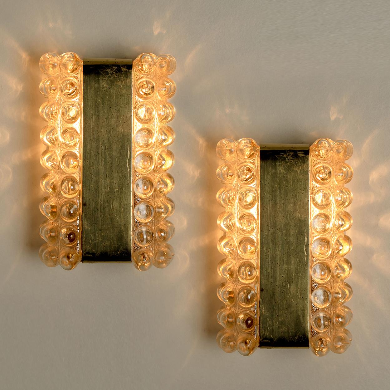 20th Century Pair of Glass Wall Lights Sconces in the Style of Helena Tynell, 1960s