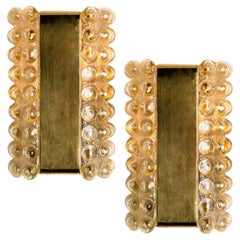 Pair of Glass Wall Lights Sconces in the Style of Helena Tynell, 1960s